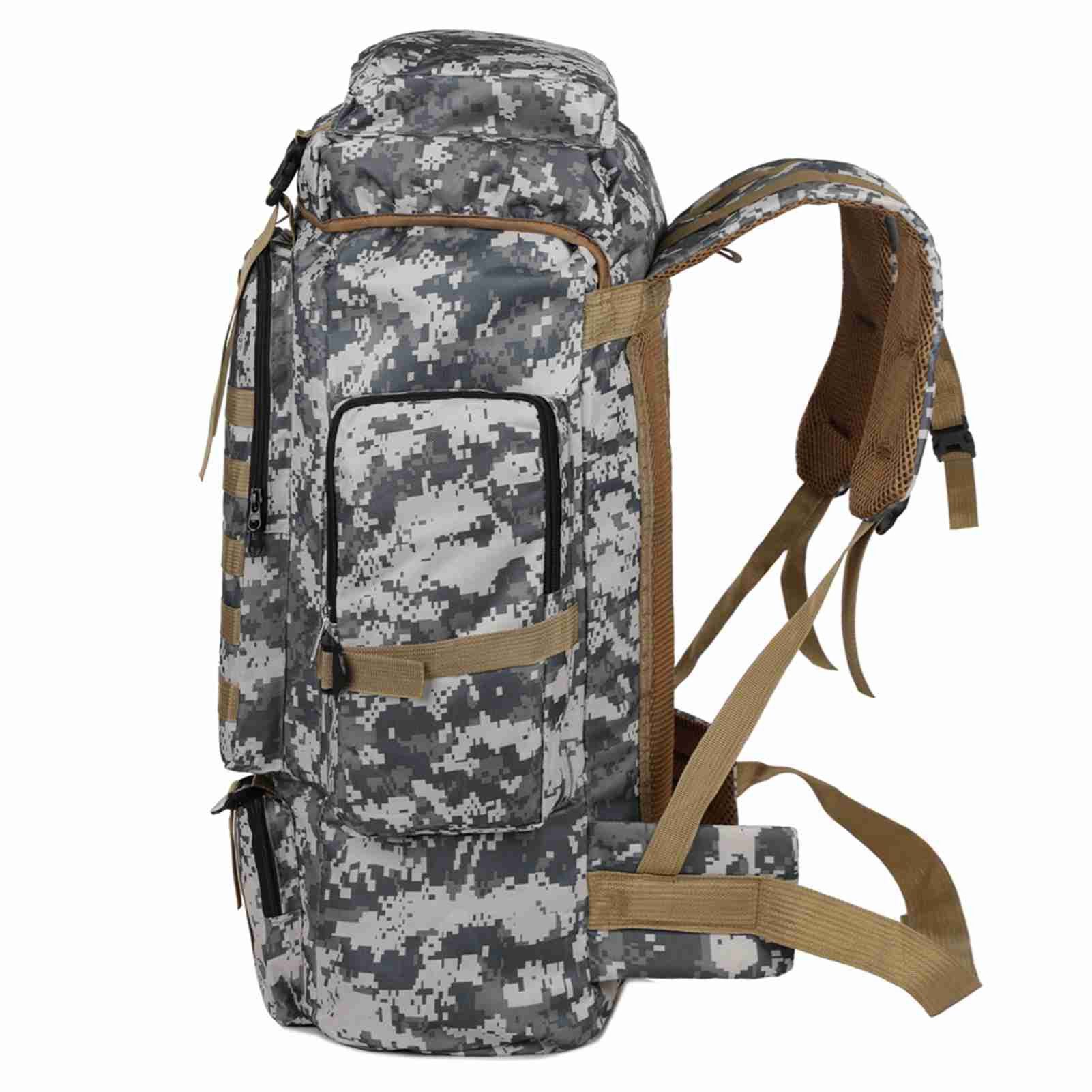 GARRYFIZH Wanderrucksack Wanderrucksack Outdoor Rucksack Groß Trekking Taktisch Camouflage Grün, Großes Fassungsvermögen, atmungsaktiv, verstellbare Gurte
