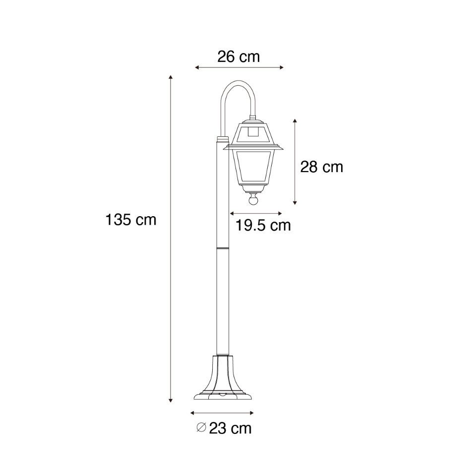 Qazqa Gartenleuchte Berta, ohne Leuchtmittel, Neutralweiß, QAZQA Laterne außen, e27, Schwarz, Aluminium, classic-antique
