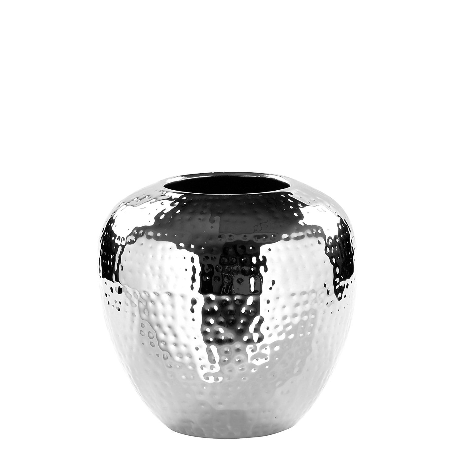 Fink Dekovase LOSONE Vase - H.20cm x D.20cm - Eisen/vernickelt - silberfarben (Blumenbehälter - Blumengefäß), Elegante Dekovase - Blumenvase & Ziervase für stilvolle Akzente
