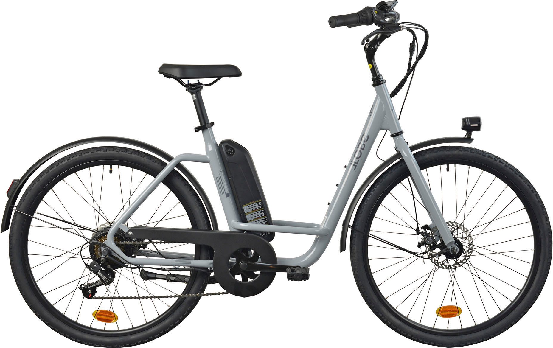 LLobe E-Bike Cityrad City E-Bike 26" Town Compact, grau, 7 Gang, Kettenschaltung, Heckmotor, 374,4 Wh