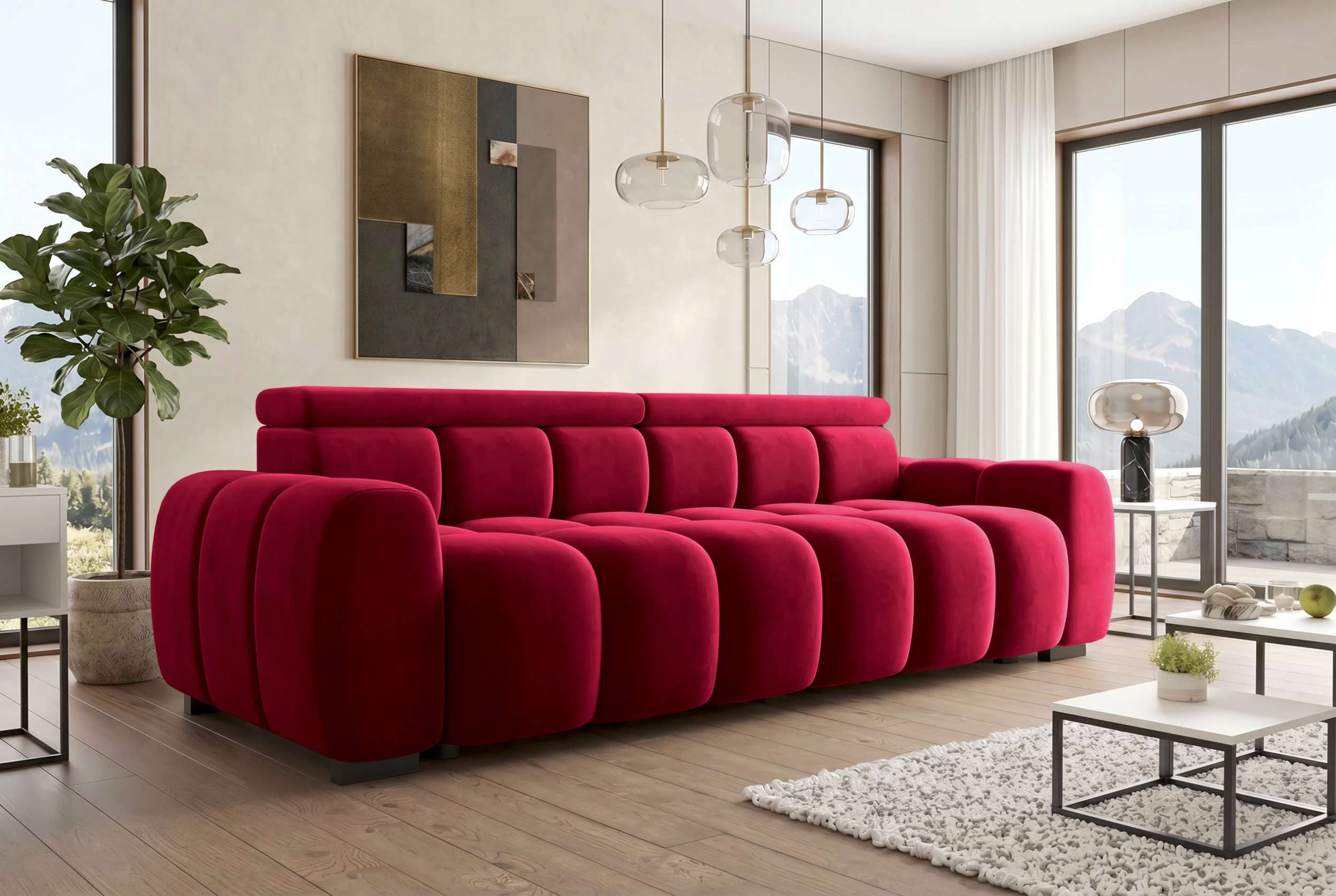Sofa Dreams Big-Sofa Bigsofa Santorin im Stoffbezug, Sofa, Big-Sofa, Kopfteilverstellungen