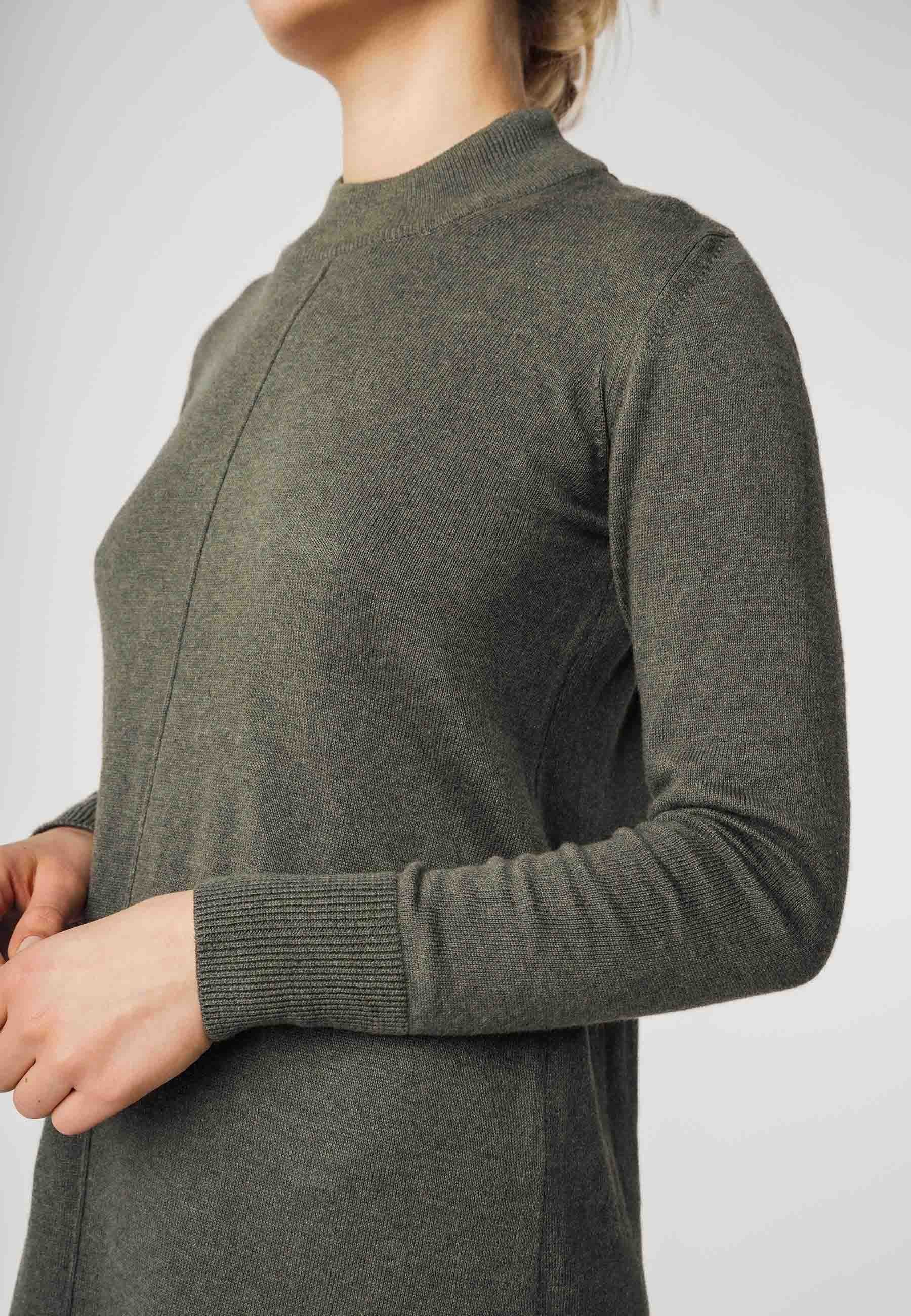 MELA Strickkleid Basic Feinstrick Kleid Style HARLEEN Fein gerippter Kragen