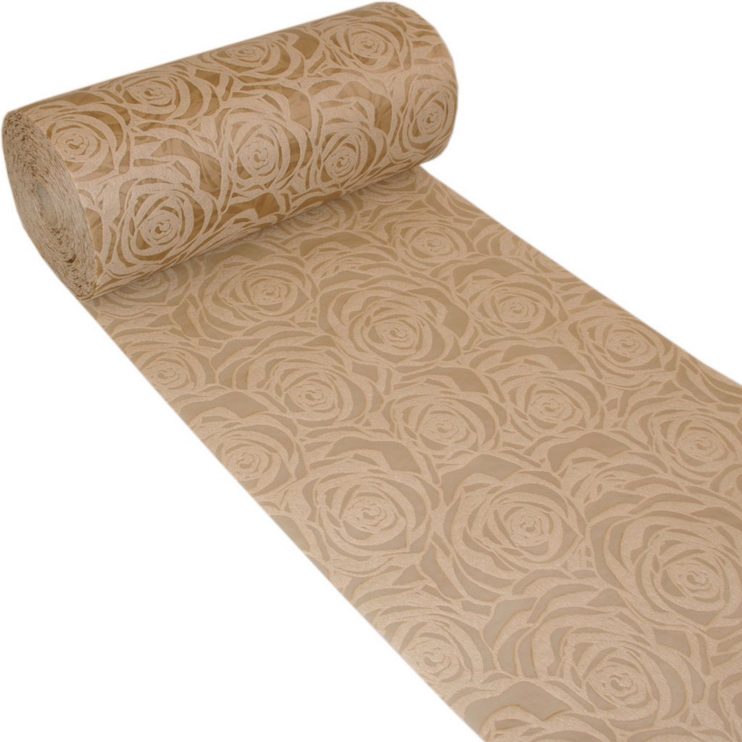 Deko AS Tischläufer Dekoflor® 300mm x 5m Tischläufer Rosenmuster walnuss Deko Tischband m (1-tlg, 1 Rolle Tischläufer), Strapazierfähig