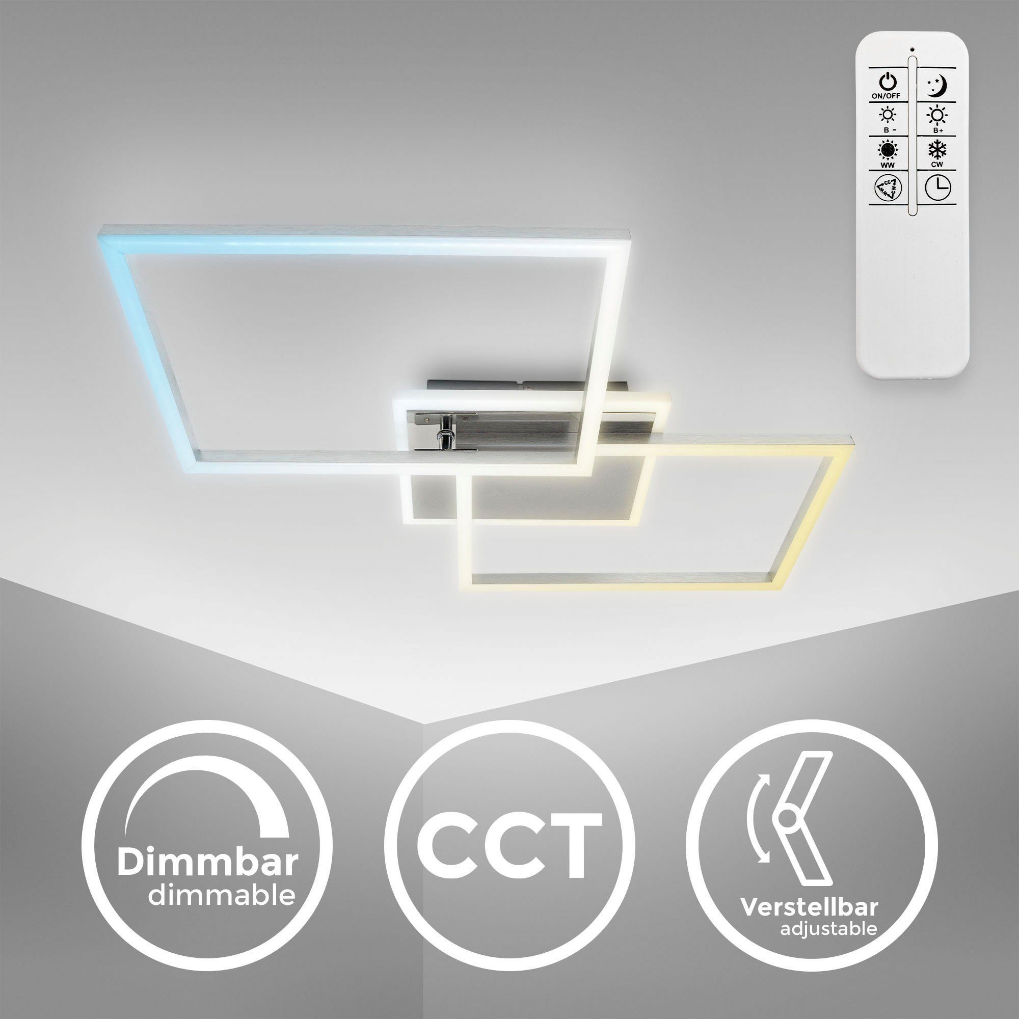 B.K.Licht LED Deckenleuchte BK_FR1440 Dimmbar, LED - Alu fest CCT Fernbedienung, Schwenkbar, warmweiß einstellbar, 40W, integriert, Timer, kaltweiß, mit - Nachtlichtfunktion, CCT Fernbedienung, LED-Deckenlampe, über Farbtemperatur