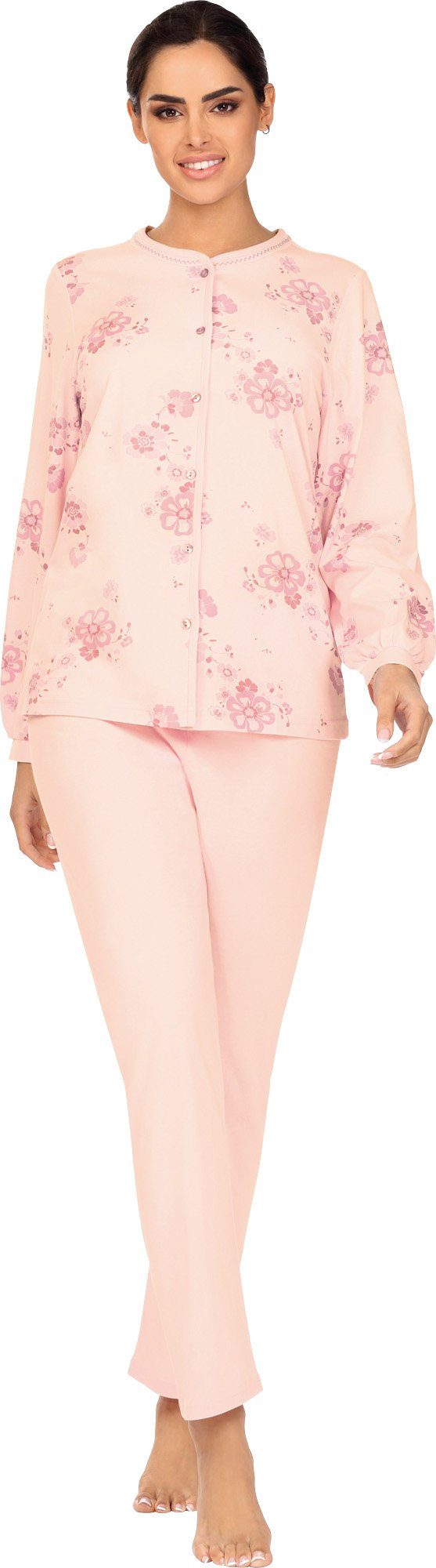 Pyjama Blumen comtessa Damen-Schlafanzug Single-Jersey