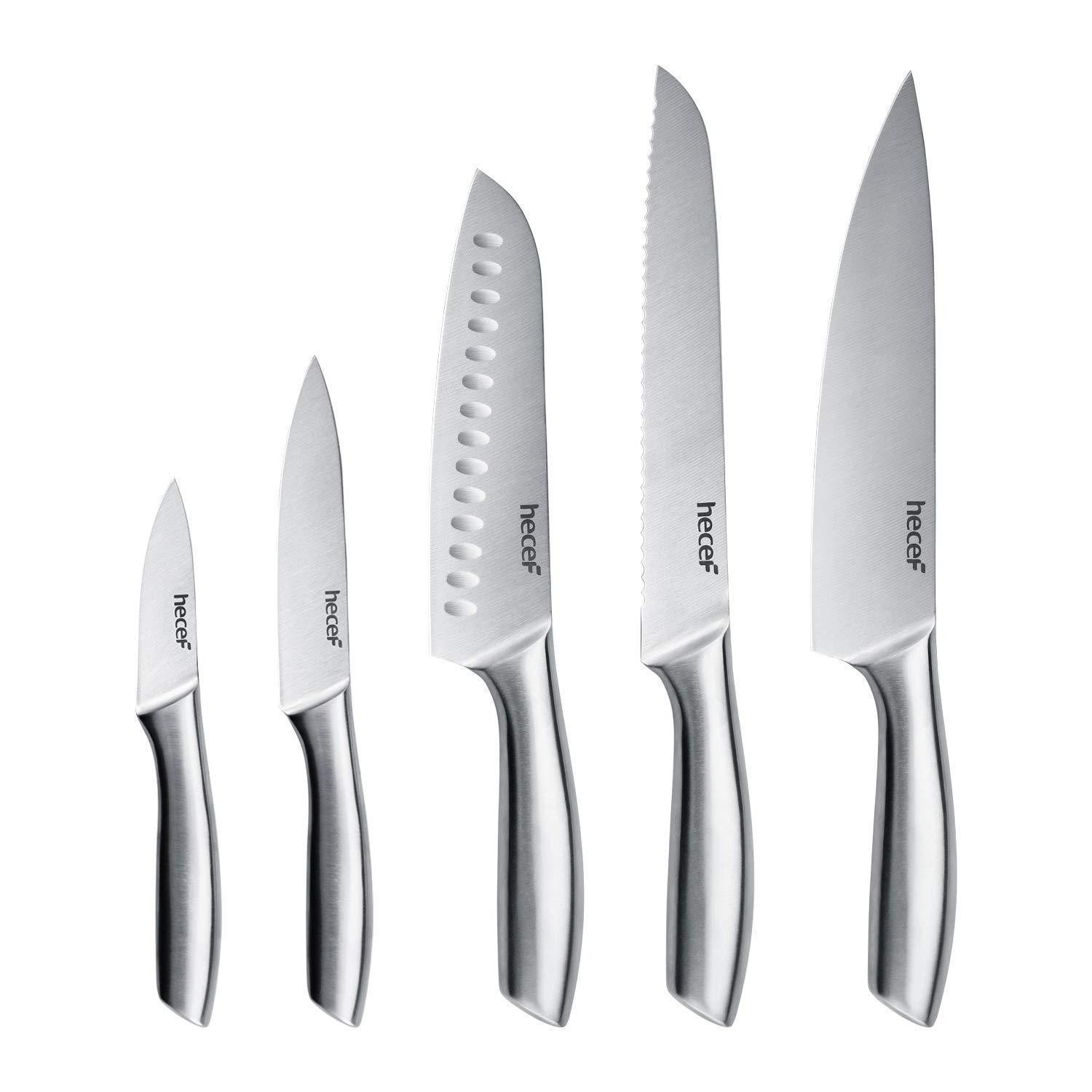 Messer-Set Küchenmesserset Hohlgriff 5-teilig Edelstahl