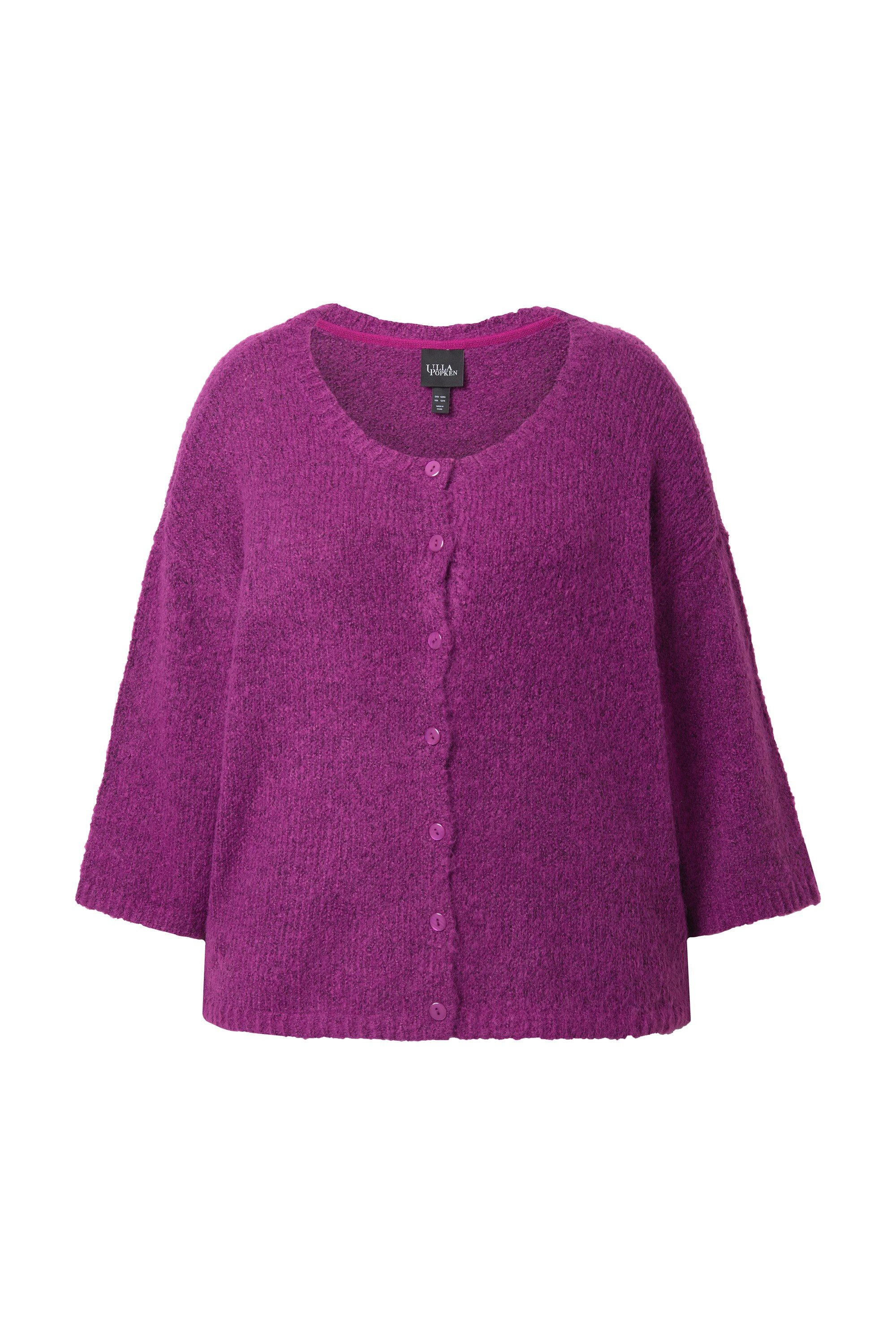 Ulla Popken Strickjacke Strickjacke Oversized Rundhalsausschnitt 3/4-Arm günstig online kaufen