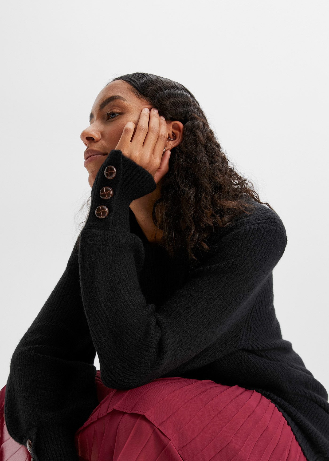 bonprix Longpullover Longpullover mit Knöpfen günstig online kaufen