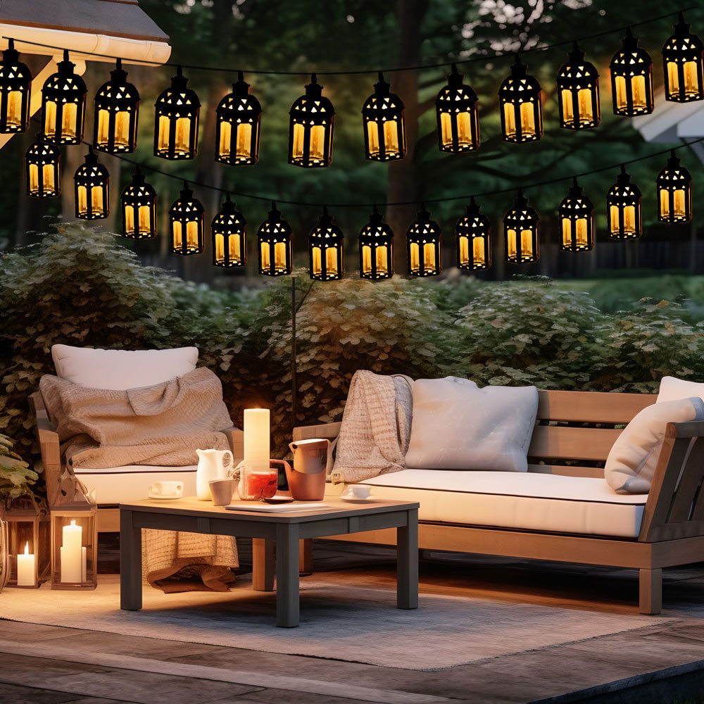 etc-shop LED Dekolicht, LED-Leuchtmittel fest verbaut, Warmweiß, Lichterkette LED Solar Aussen Solarlampe Balkon Dekoration in