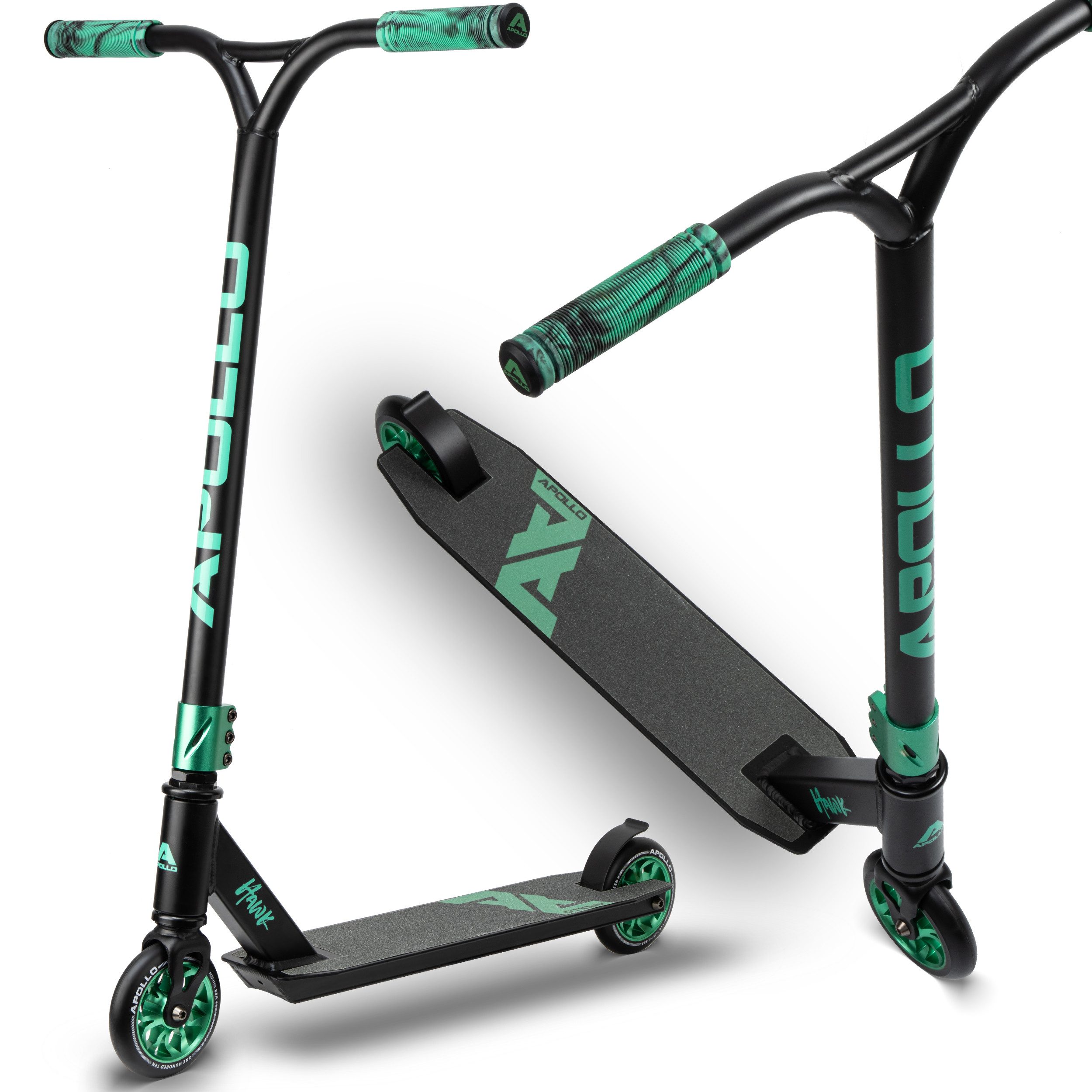 Apollo Stuntscooter Hawk - Scooter für Erwachsene, Jugendliche und Kinder ab 6 Jahren, extra breite Trittfläche & stabiler Lenker