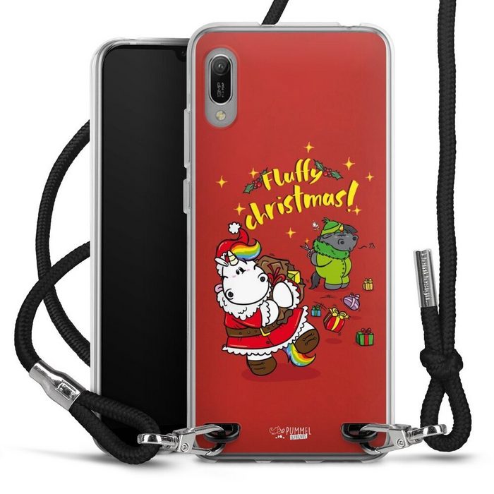DeinDesign Handyhülle Pummeleinhorn Fluffy Christmas Red Huawei Y6 (2019) Handykette Hülle mit Band Case zum Umhängen