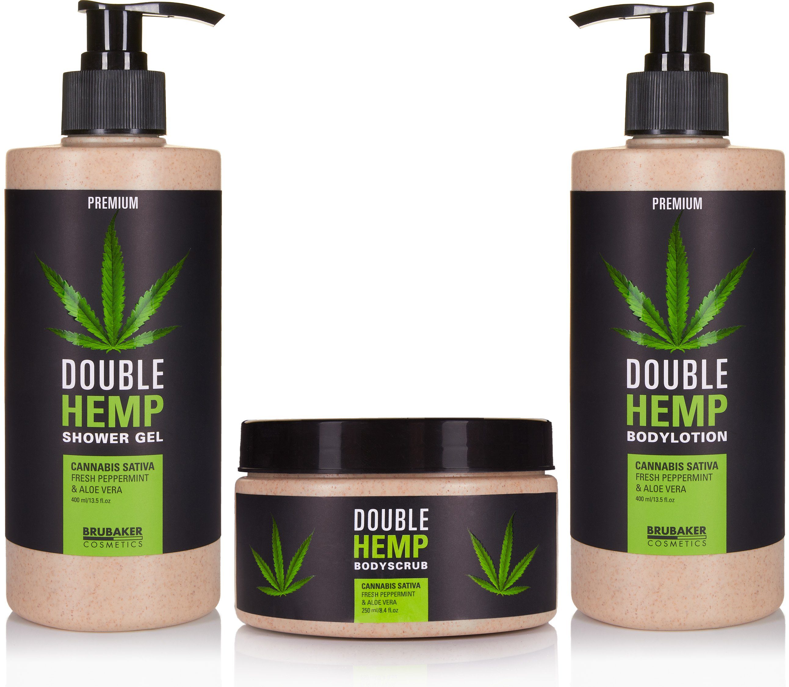 BRUBAKER Pflege-Geschenkset Dusch- und Badeset mit Minze & Aloe Vera Duft, 5-tlg., Hanf Beautyset, Geschenk Set für Frauen, Damen Pflegeset