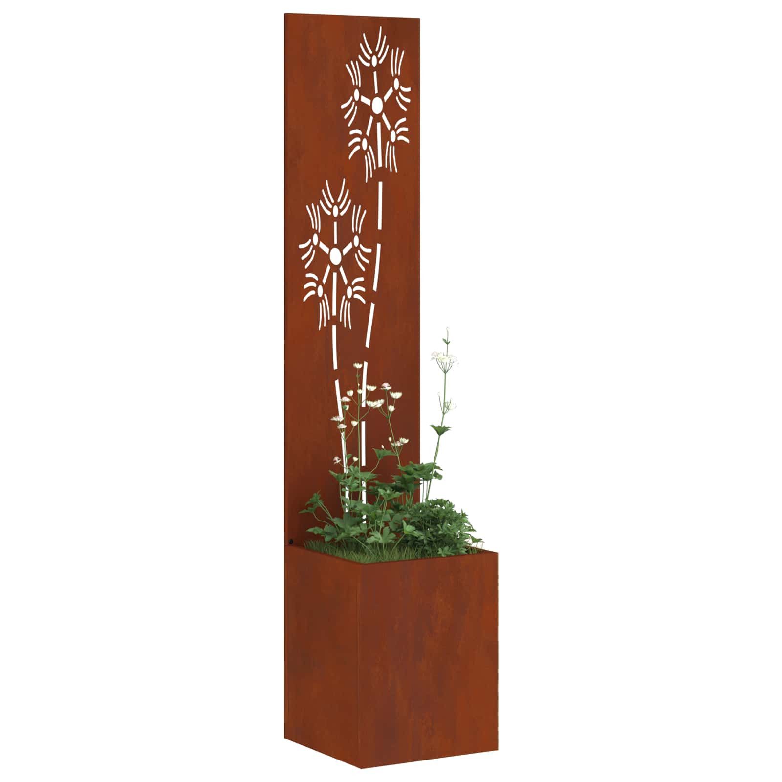 vidaXL Wandbild Garten Sichtschutz-Leinwand Floral Rostig 32 x 32 x 150 cm, (1 St)