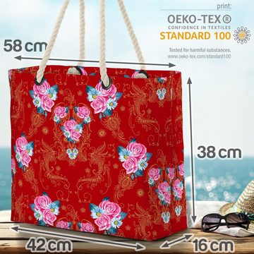 VOID Strandtasche (1-tlg), Orientalische Blumen Beach Bag Paisley-Muster türkisch Türkei Rot Asien China