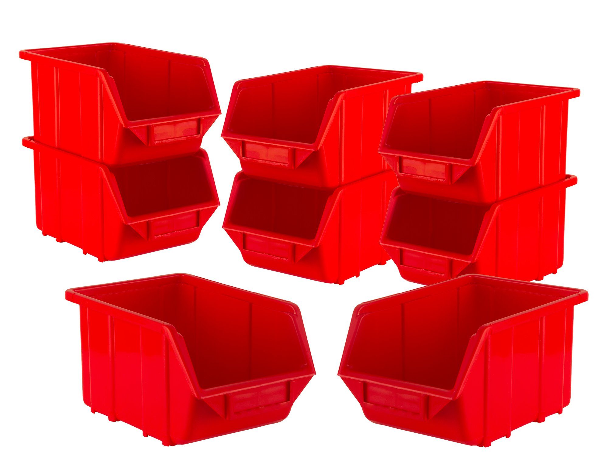BigDean Stapelbox »Set 8 Stück Rot klein 110x165x75mm − Kunststoff