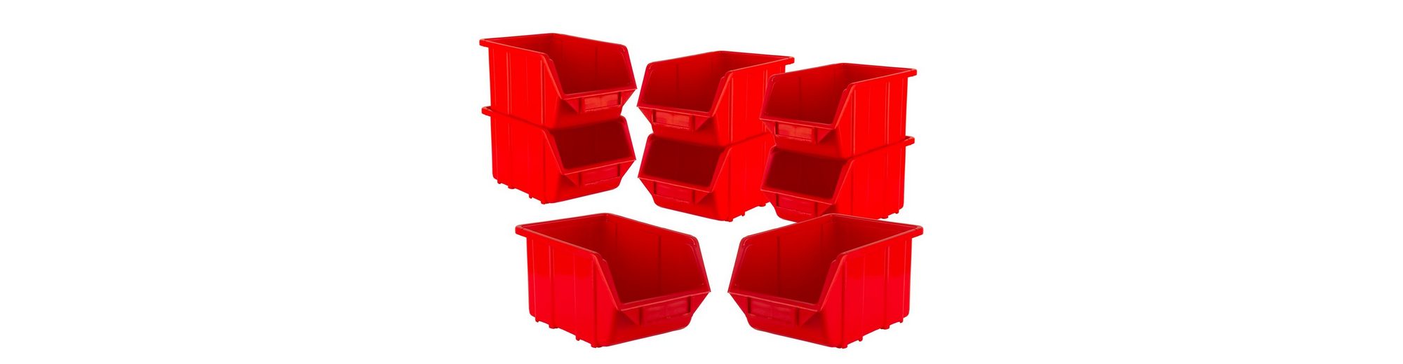 BigDean Stapelbox »Set 8 Stück Rot klein 110x165x75mm − Kunststoff