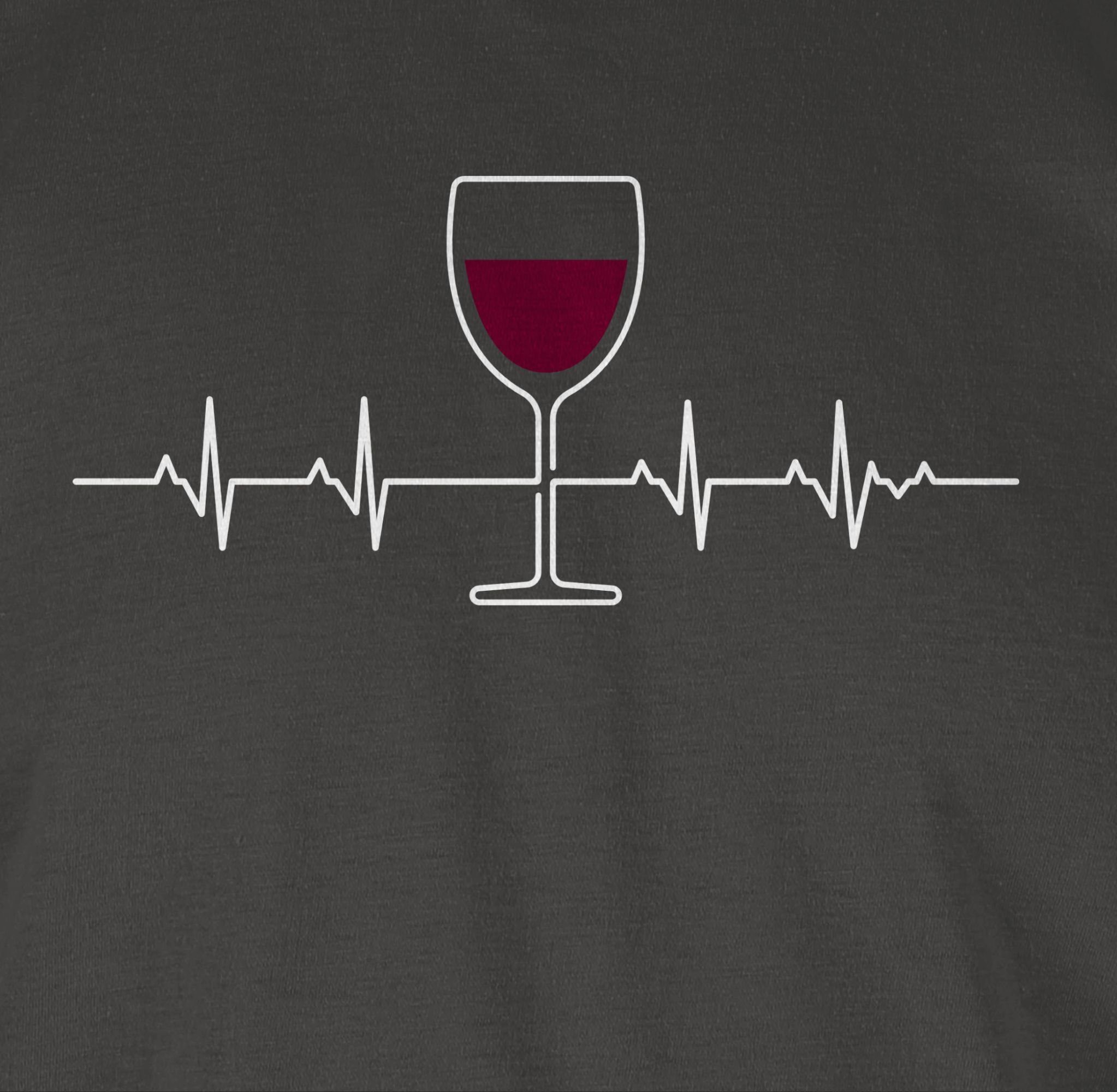 und Herzschlag Rotwein Dunkelgrau Outfit T-Shirt 02 Symbol Shirtracer Zeichen