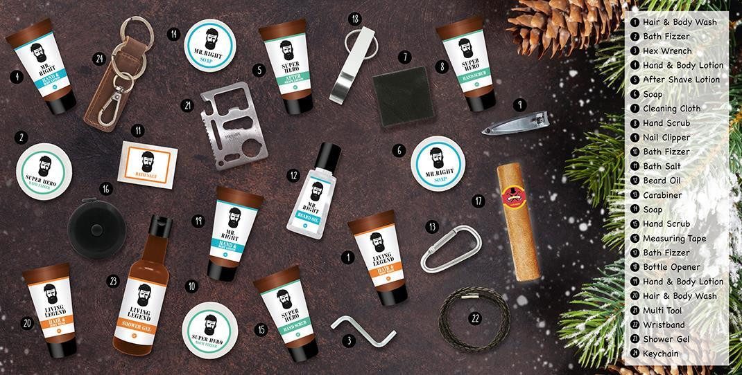 ACCENTRA Kosmetik-Adventskalender MEN BOOK Körperpflege Adventskalender für Männer zum Aufklappen