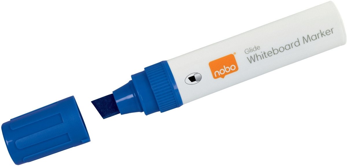 Thumbnail - NOBO Whiteboard Marker Boardmarker Glide Keilspitze VE=4 Stück blau.