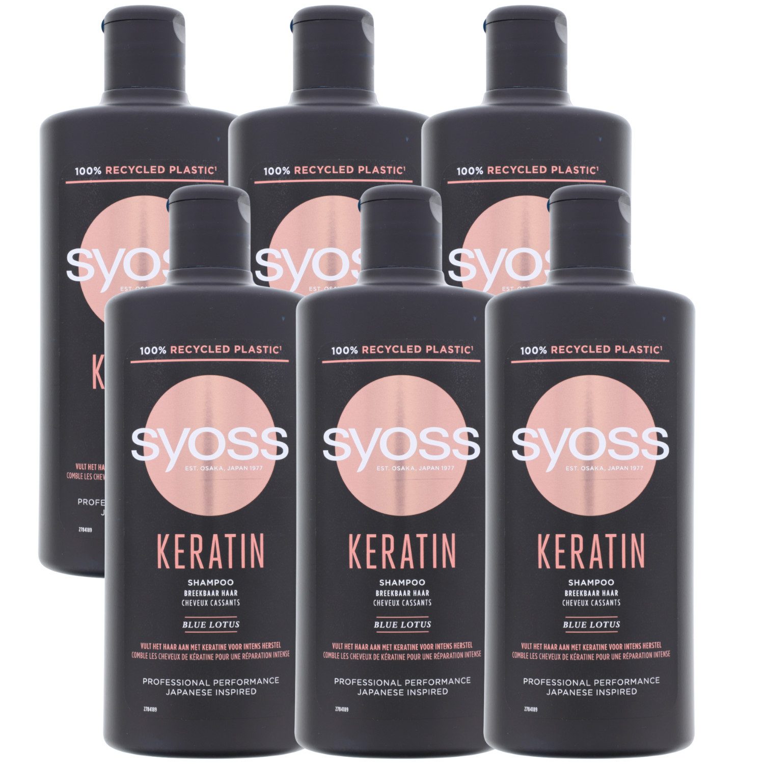 Haarshampoo 6 x Syoss Professional Keratin Shampoo mit Blauen Lotus je 440 ml Für