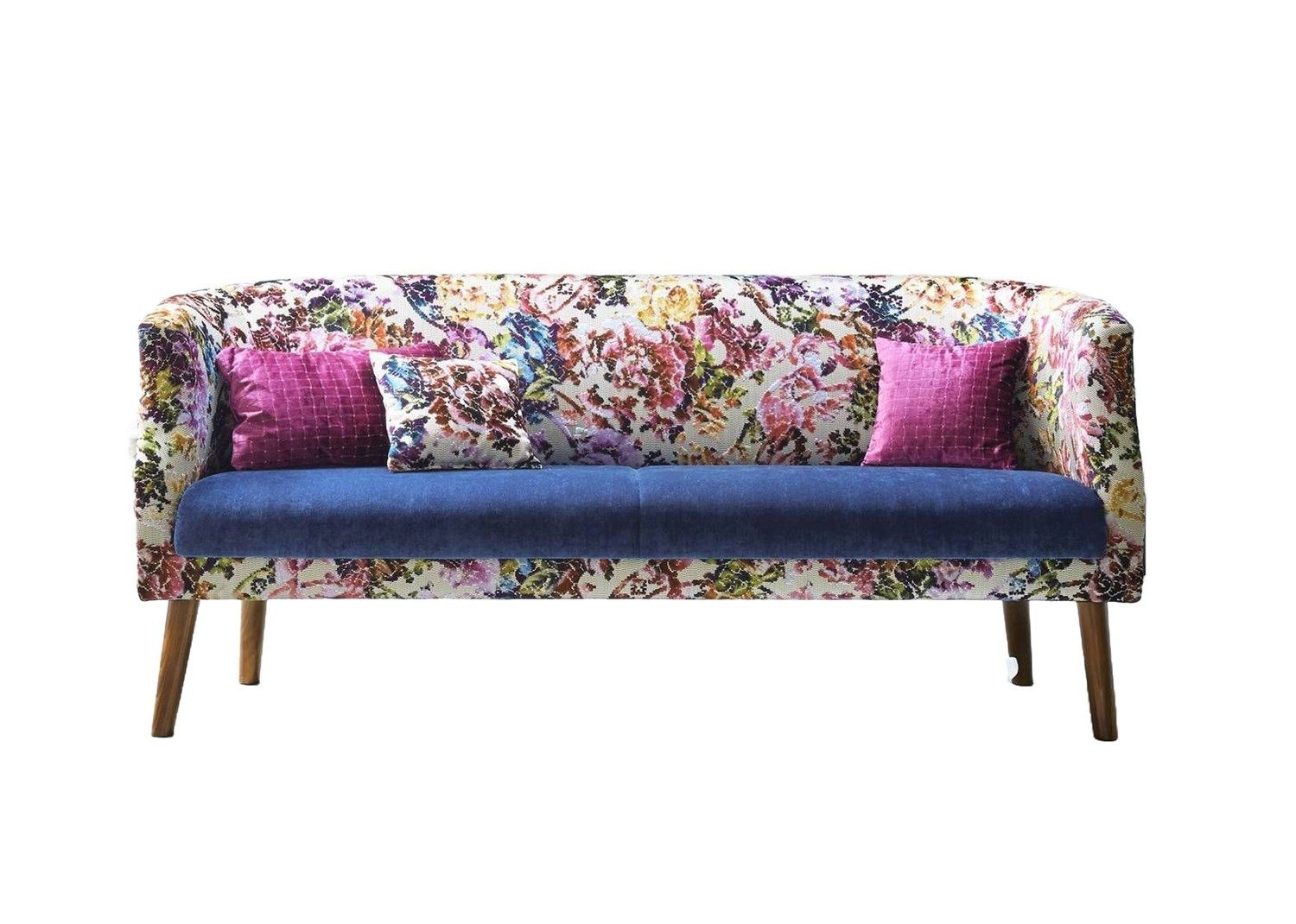Natur24 Essbank Tischsofa Lobby 2,5-Sitzer Bunt Floral Türkis