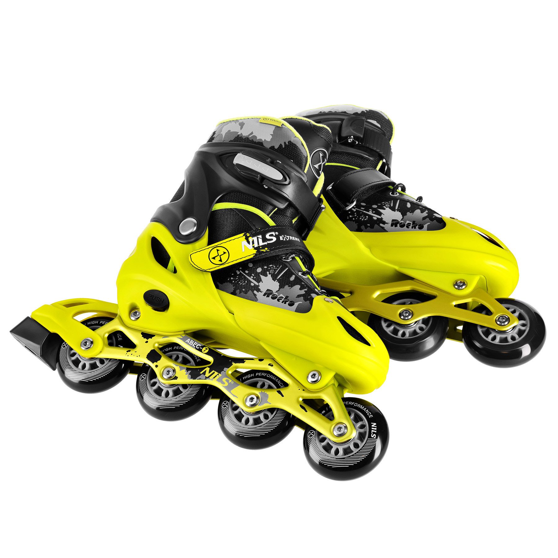 Inlineskates Inliner verstellbare Inline Skates gelb, Größe 31-42