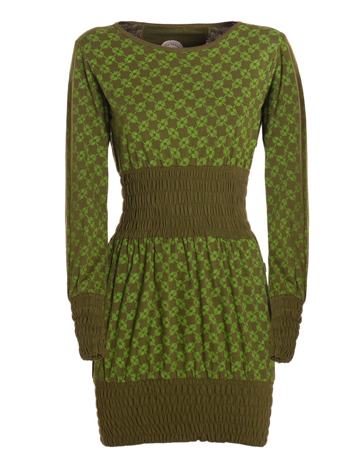 Vishes Jerseykleid Langarmkleid Damen Bedruckt Jersey mit Smok Alternative Mode, Boho, Hippie, Ethno, Festival