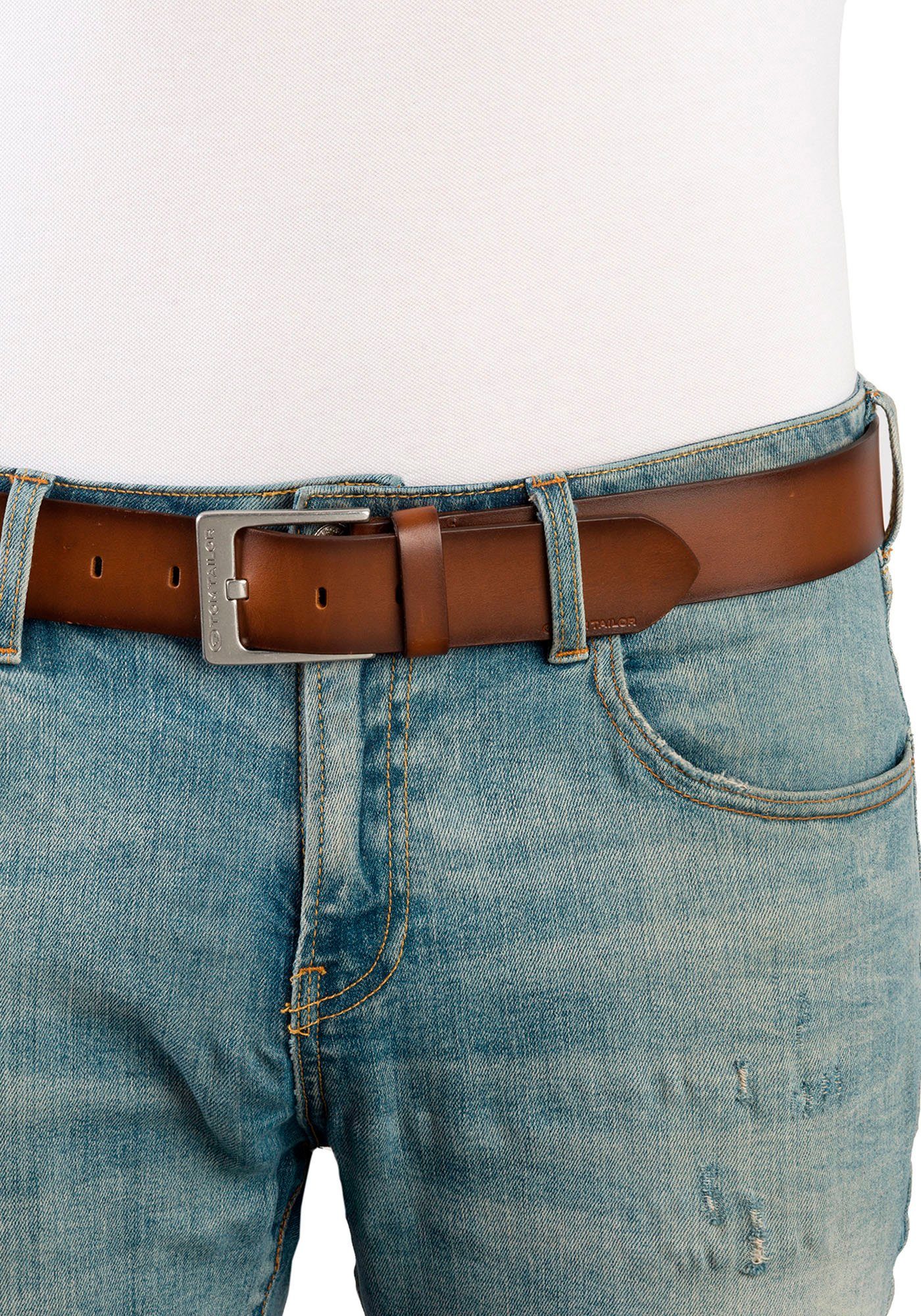 TOM TAILOR Ledergürtel TTCALVINPLUS 4 cm breiter Herrengürtel, Casual und Jeans Look