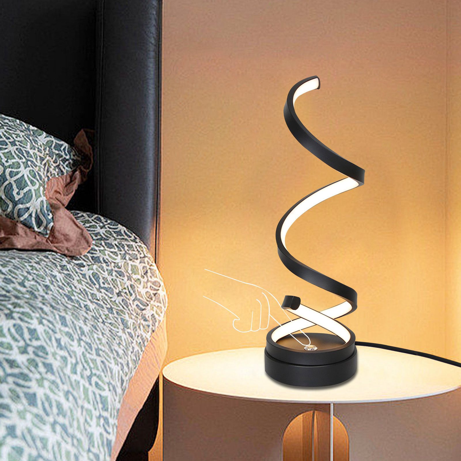 Nettlife LED Tischleuchte Schwarz Tischlampe Nachttischlampe günstig online kaufen