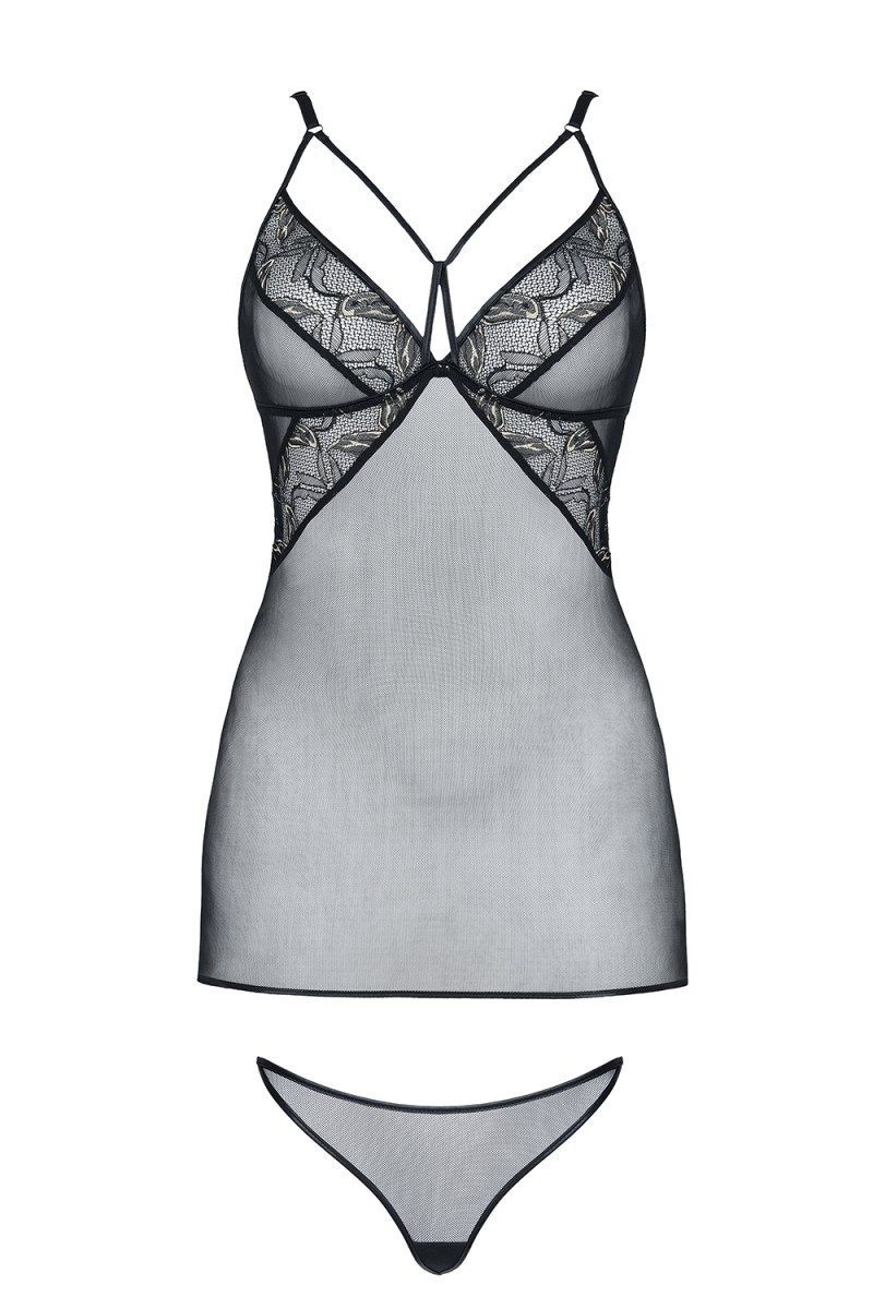 Demoniq Negligé Negligee in schwarz - S