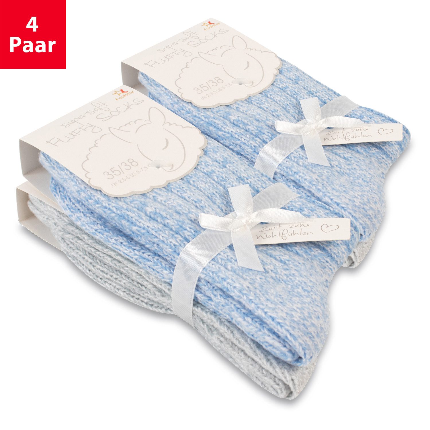 Footstar Мягкие носочки Damen Мягкие носочки (4 Paar) - Warm & flauschig