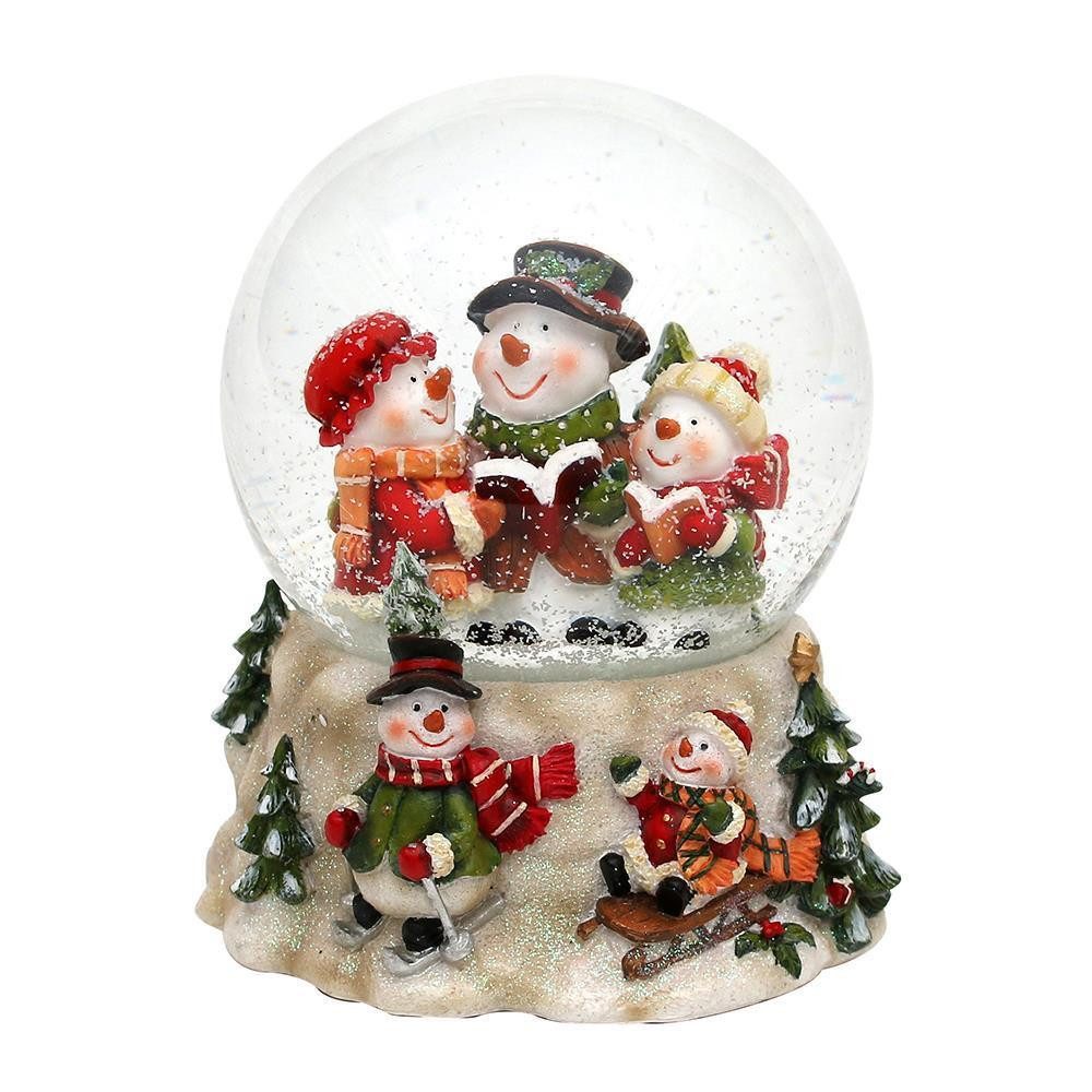 Dekohelden24 Schneekugel Schneekugel, Schneemann Trio, mit Spielwerk, Melodie: Oh du Fröhliche, (1 St)