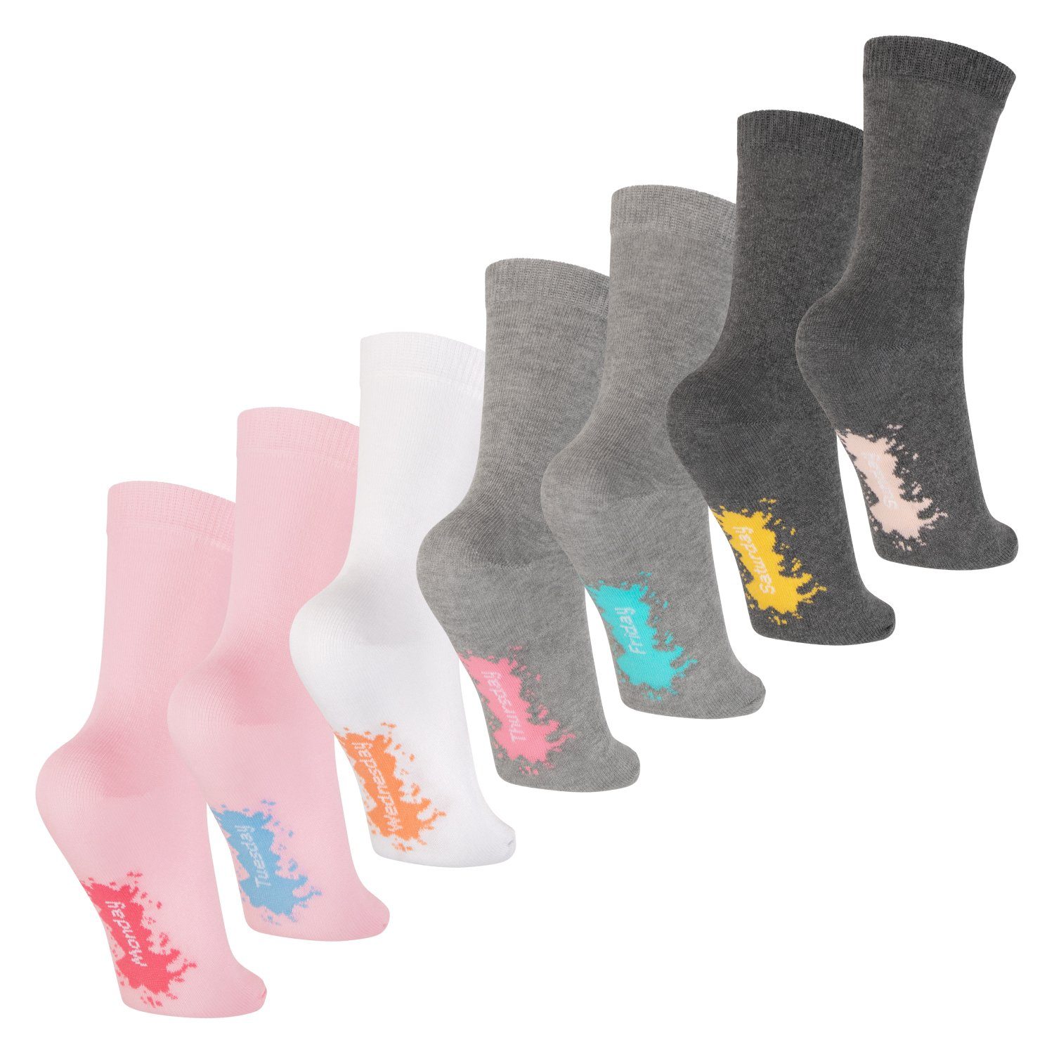 Footstar Freizeitsocken Kinder Wochentage Socken (7 Paar) für Jungen & Mädchen pastell mix | Socken