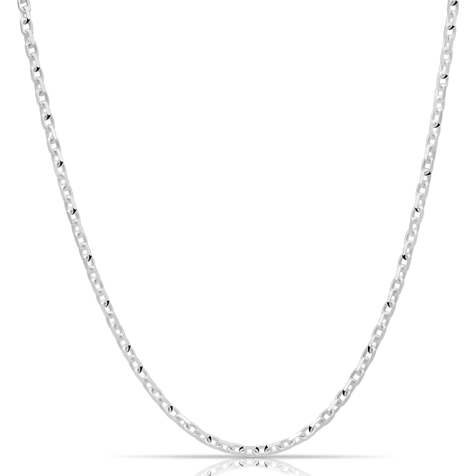 Tony Fein Silberkette Ankerkette 3,5 mm 925er Silber Massiv Hochglanzpoliert Diamnatiert, Made in Italy für Damen und Herren