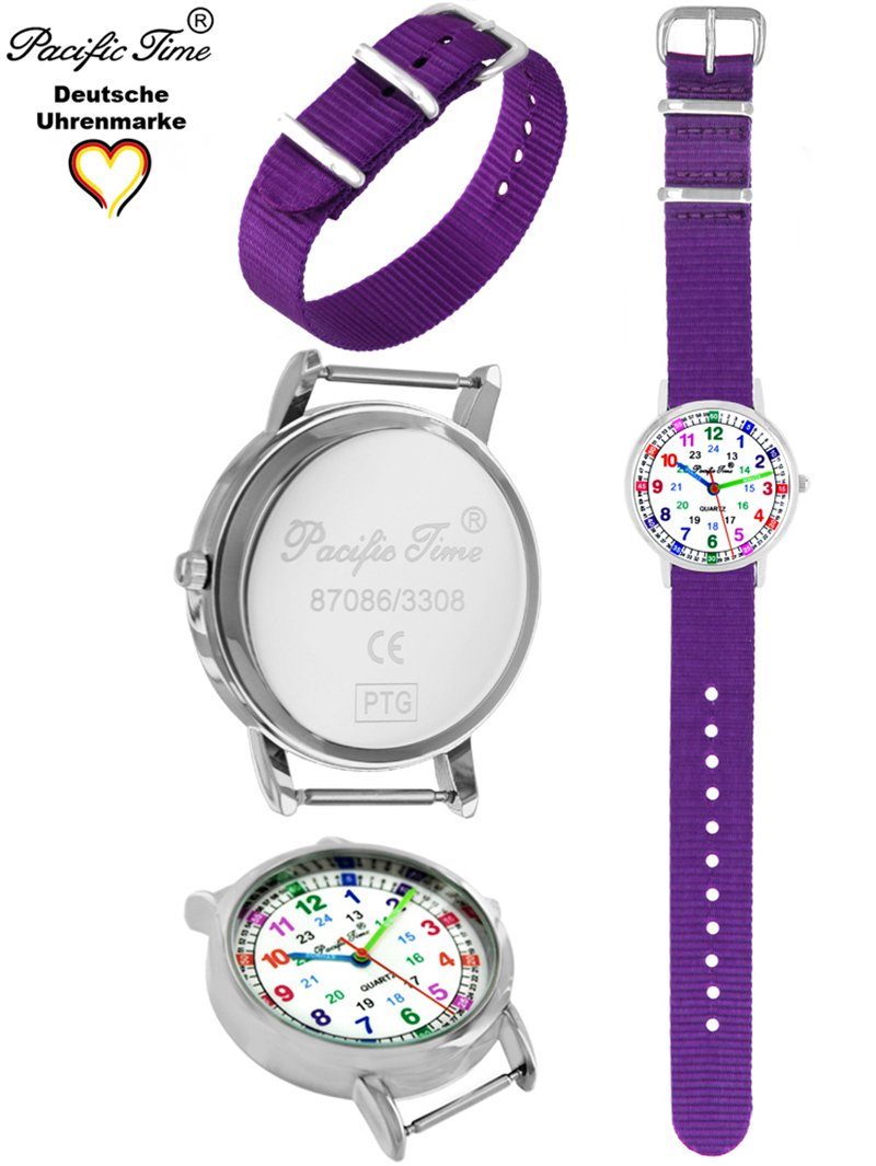 Pacific Time Quarzuhr Kinder Armbanduhr Lernuhr nachhaltiges Wechselarmband, Mix und Match Design - Gratis Versand