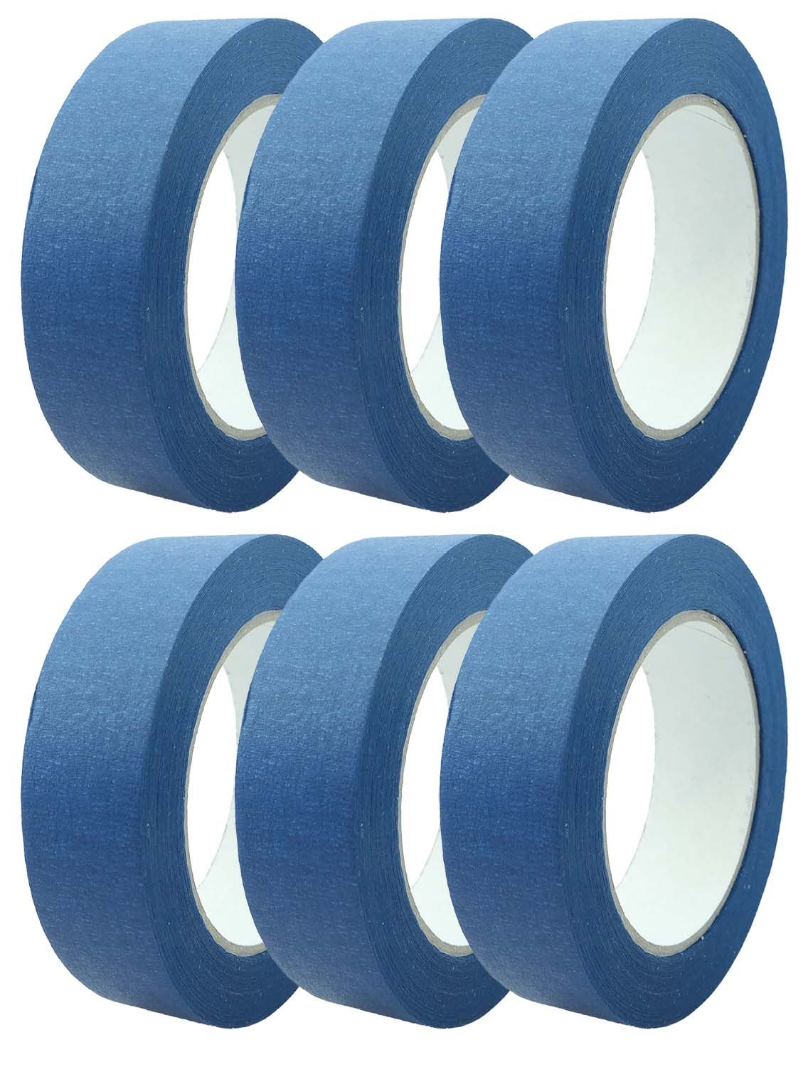 varivendo Kreppband Feinkreppband Abklebeband Blau 6 Rollen 25mm x 50m Malerband (Rollen, 6-St., Pro Mask blau Feinkreppband) Kreppband malerklebeband malerkrepp