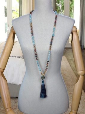 BENAVA Perlenkette Mala Kette 108 Perlen - Amazonit Bunt, Handgemacht