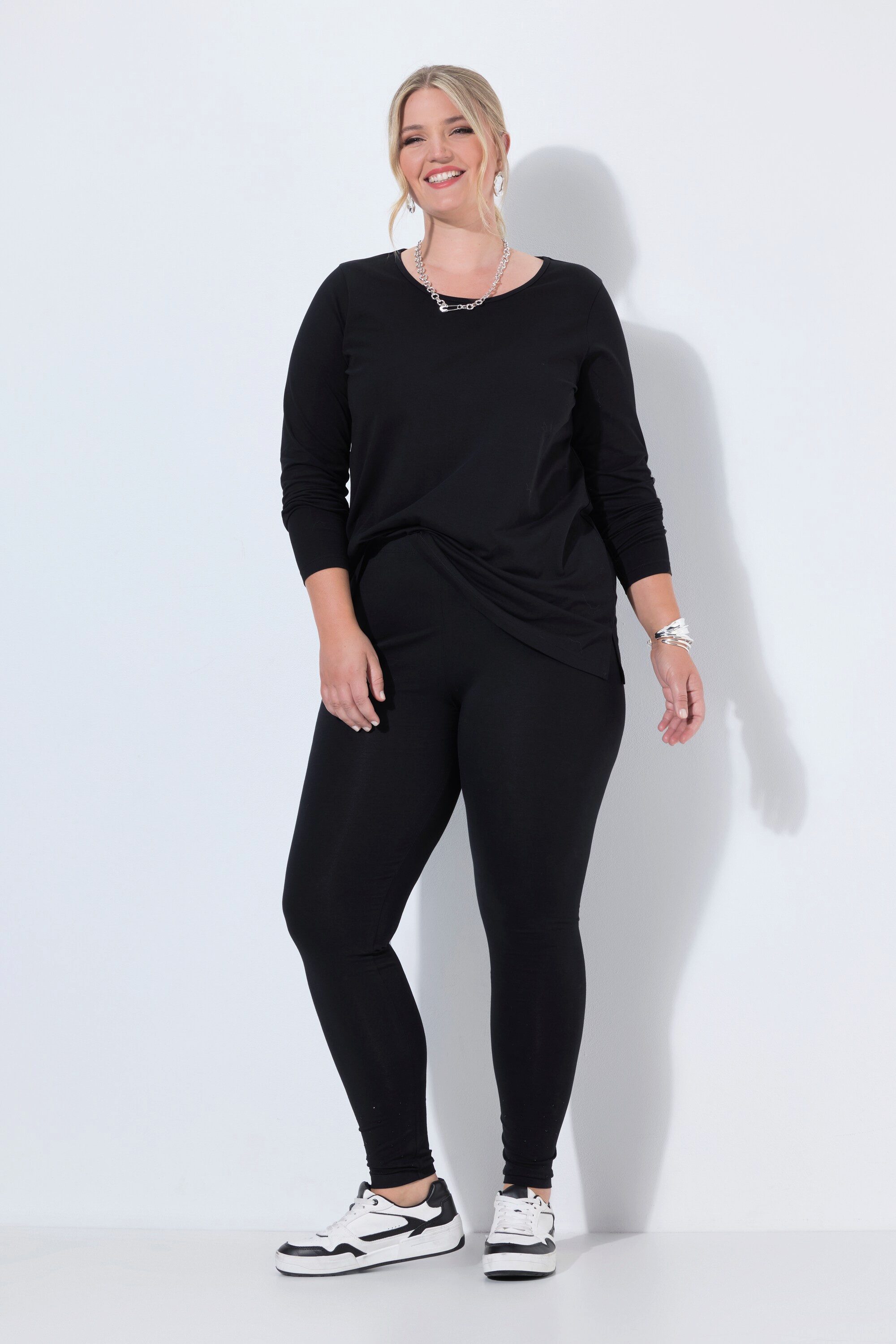 MIAMODA Leggings Leggings Skinny Fit Glitzersteinchen am Saum