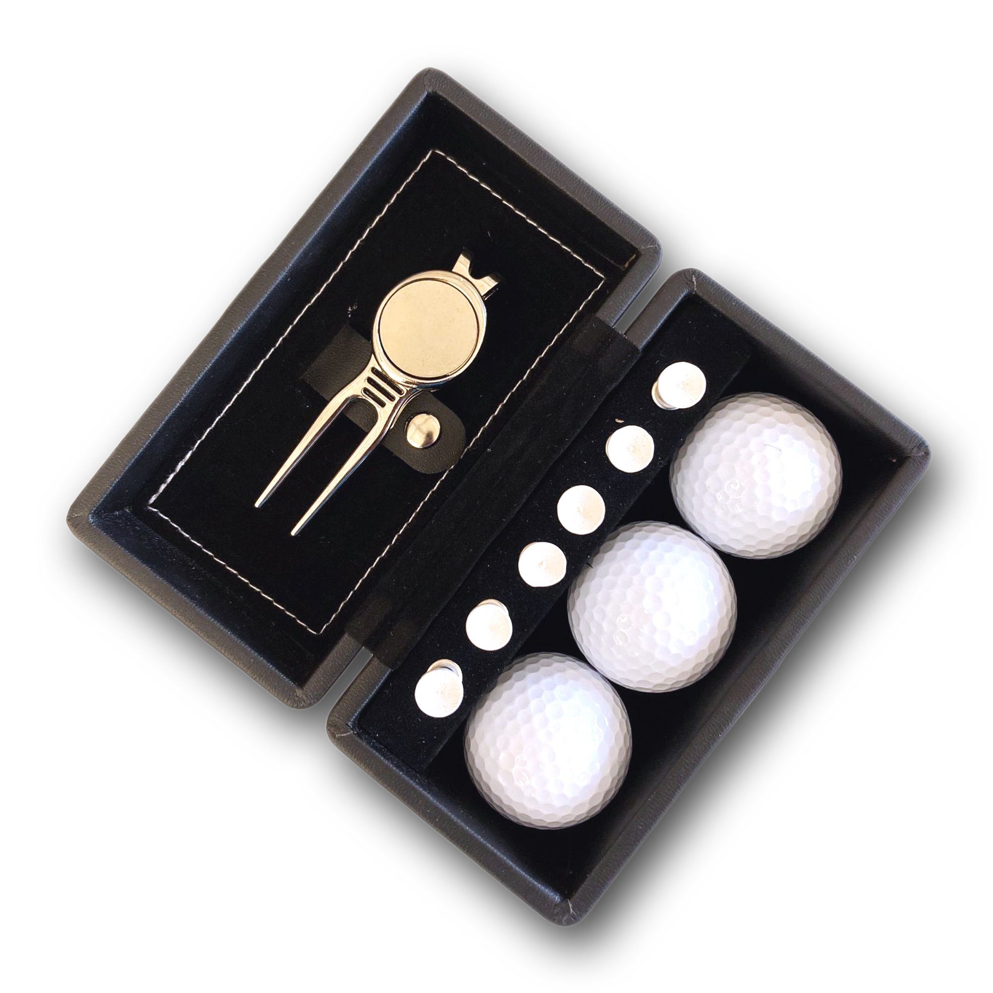 Lasernauten Golfball Golfball Set mit 3 Wilson Bällen, Gabel und 6 Tees in Geschenkbox