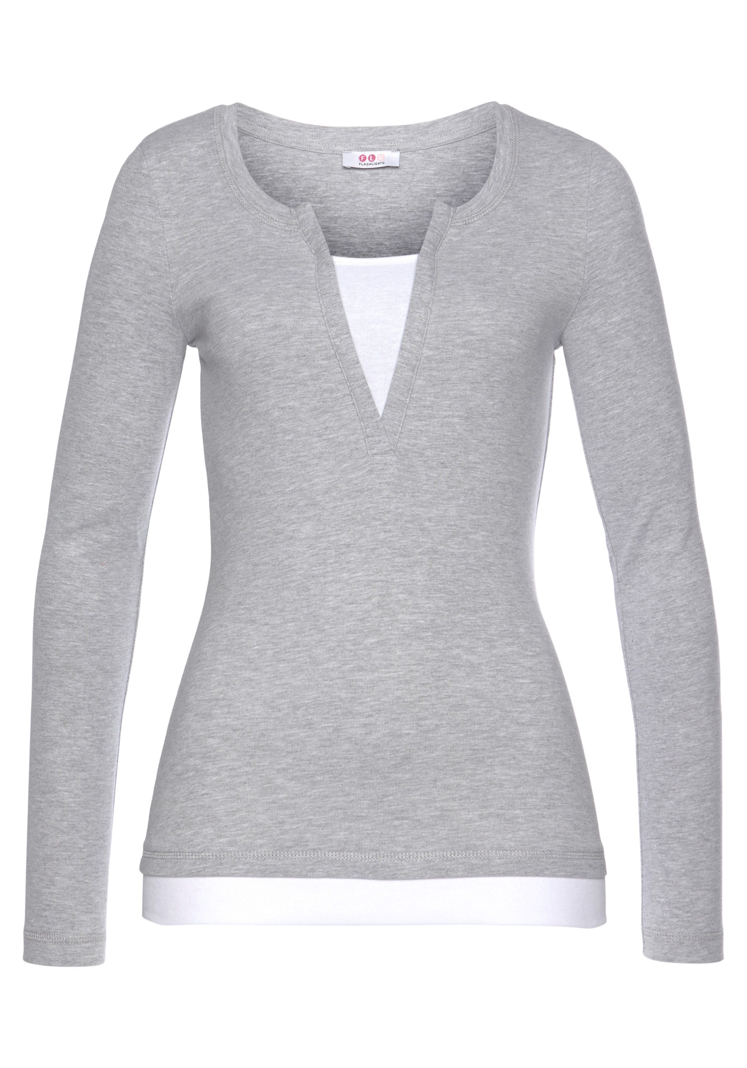 Flashlights 2-in-1-Langarmshirt figurbetonte Passform, Rundhalsausschnitt, elastisches Material. Reduzierter Preis € 15,99. Unverbindliche Preisempfehlung € 17,99, (€ 15,99 pro 1 Stk)