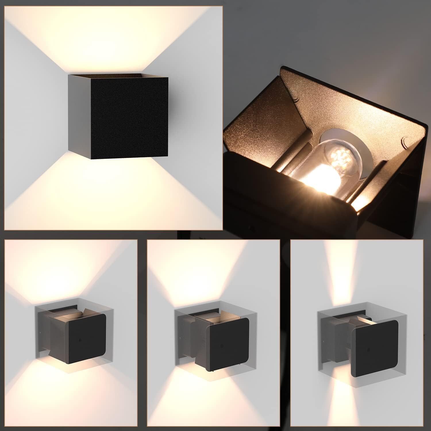 ZMH LED Wandleuchte Innen 2ER Außenwandleuchte Up Down Wand Leuchten Modern Flur, G9, Mit Leuchtmittel, 3000K Warmweiß, Einstellbarer Strahl Flurlampe für Hauswand