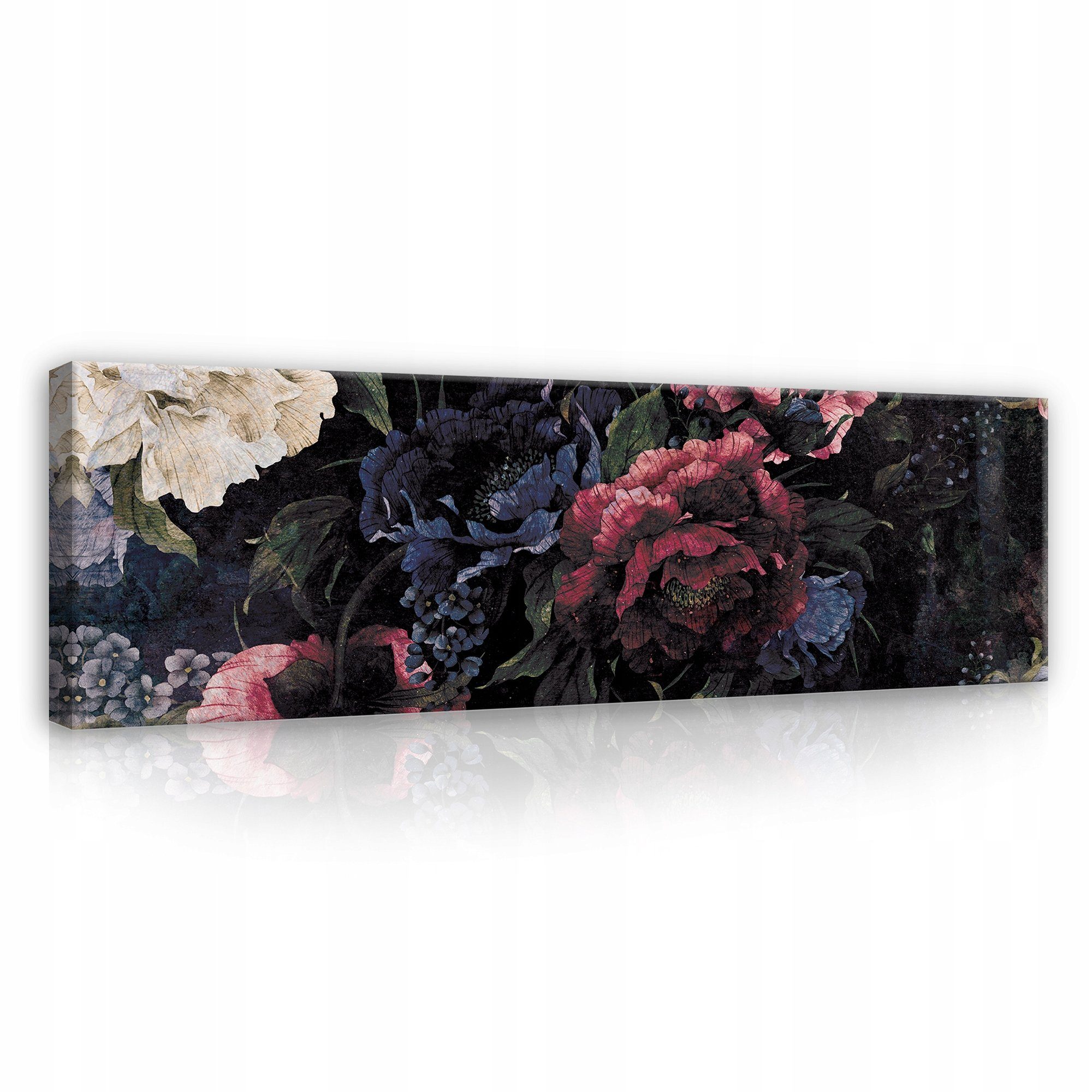 Leinwandbild Blumen Vintage Schlafzimmer Wand Deko 145x45 cm Groß XXL Wandbilder