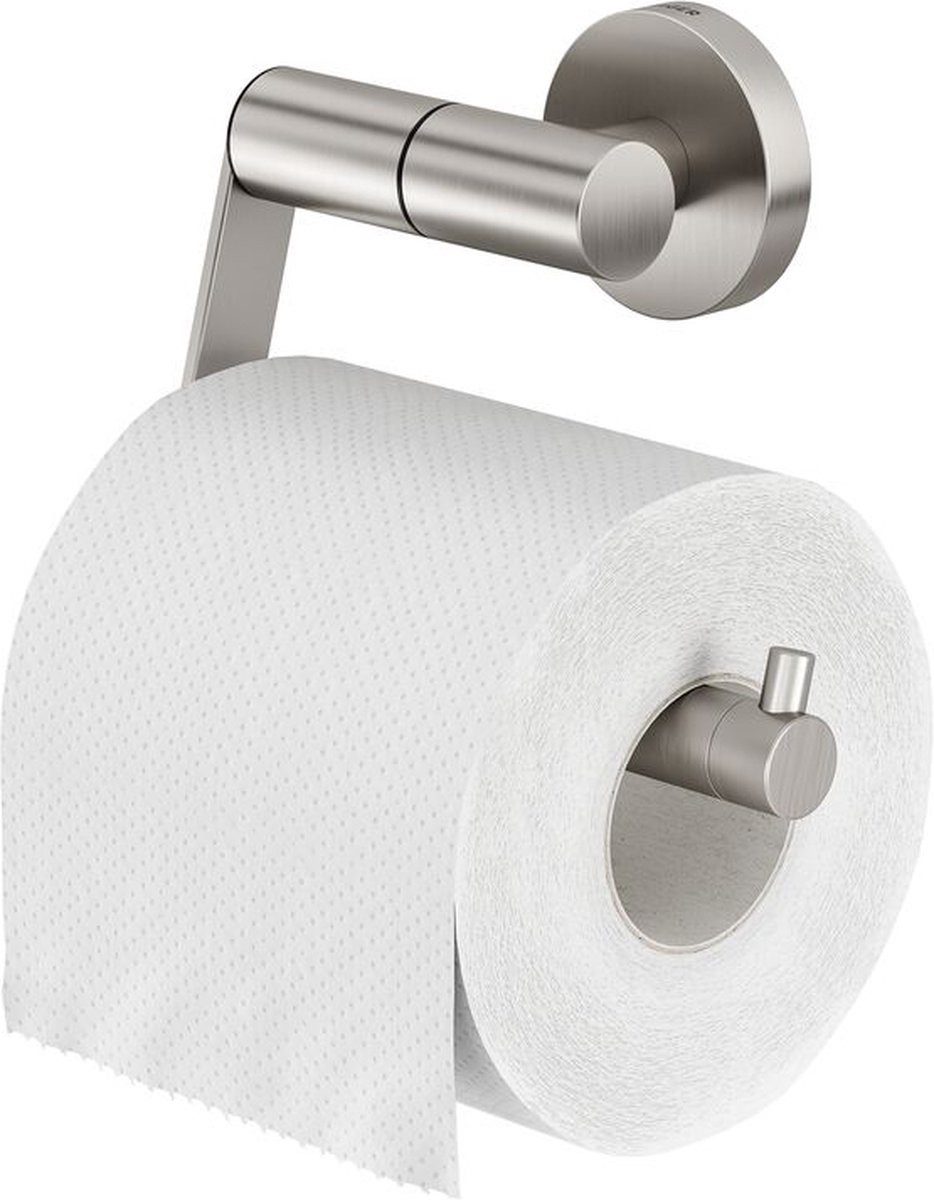 Tiger Toilettenpapierhalter Boston WC Rollenhalter ohne Klappe, bohrfrei, gebürstetes Edelstahl (1-St), ohne Klappe