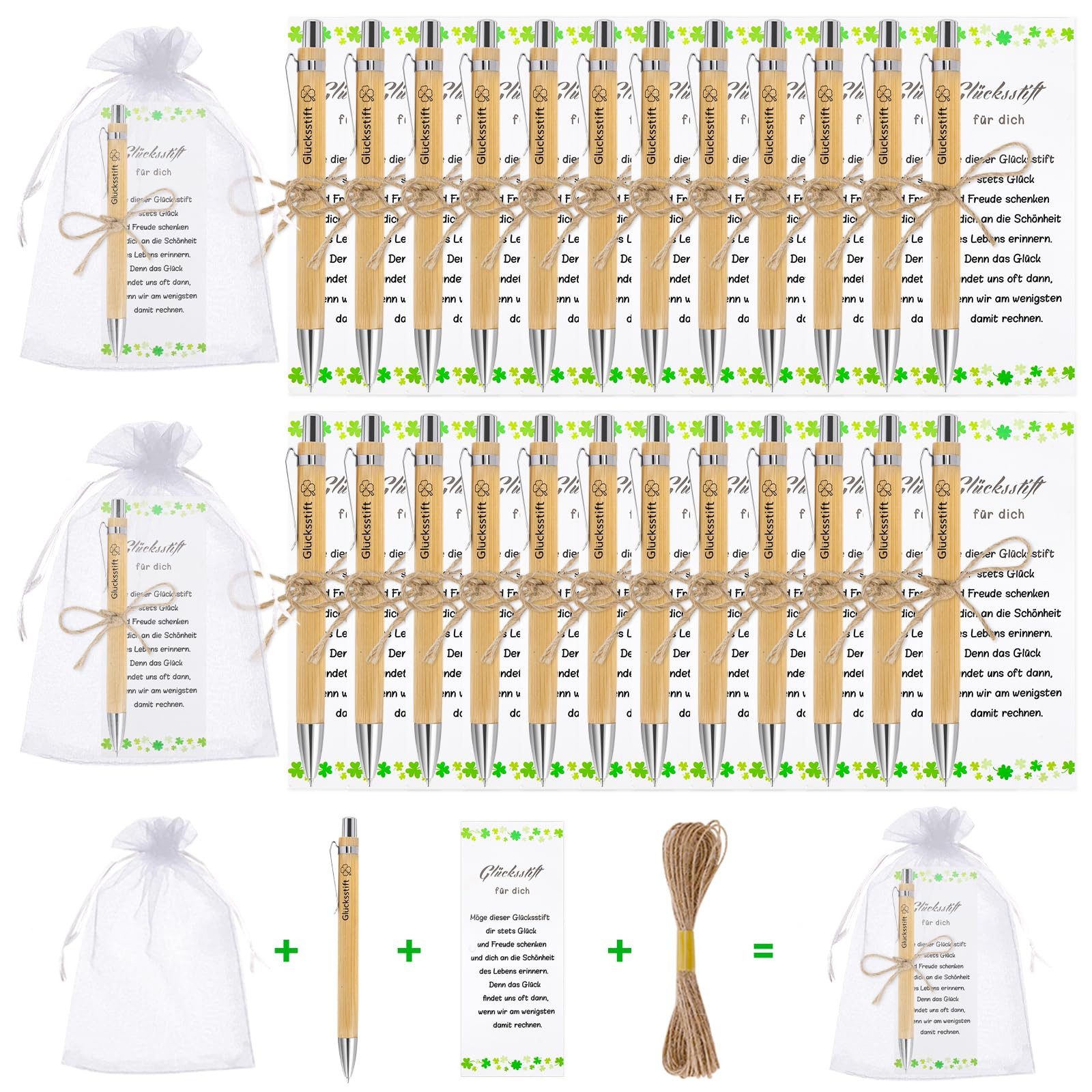 FOUORTUNATE-BEE Kugelschreiber 24 Sets Glücksstift Kugelschreiber Geschenke, (für Kollegen, Dankeschön Geschenke, Abschiedsgeschenk Kollegen, 24-tlg., Kleine Geschenke für Kollegen Geschenk für Arbeitskollegin)