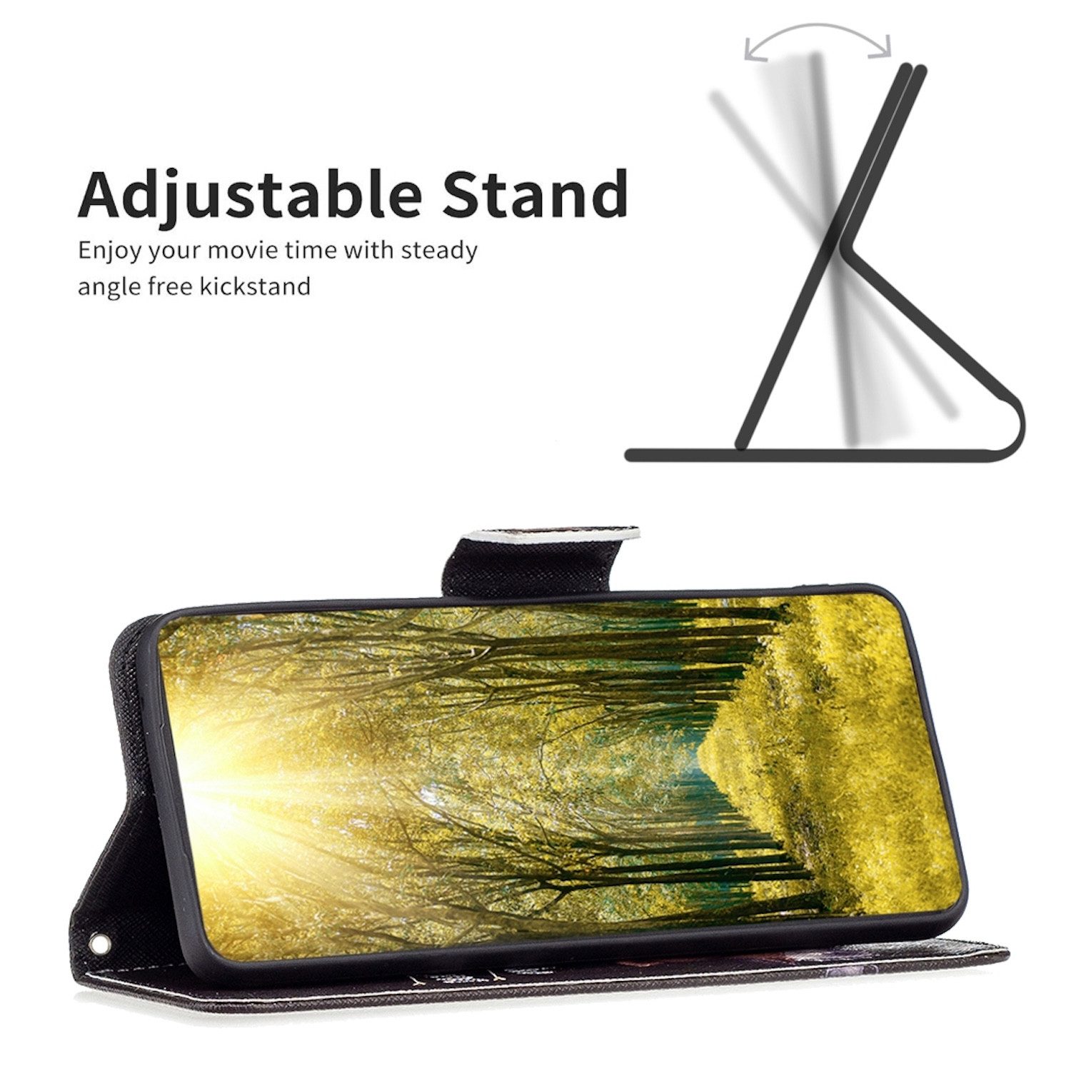 Wigento Smartphone-Hülle Für Xiaomi Redmi Note 14 5G Kunstleder Book Wallet Design Tasche Hülle, Kunst-Leder Schutzhülle magnetischer Verschluss