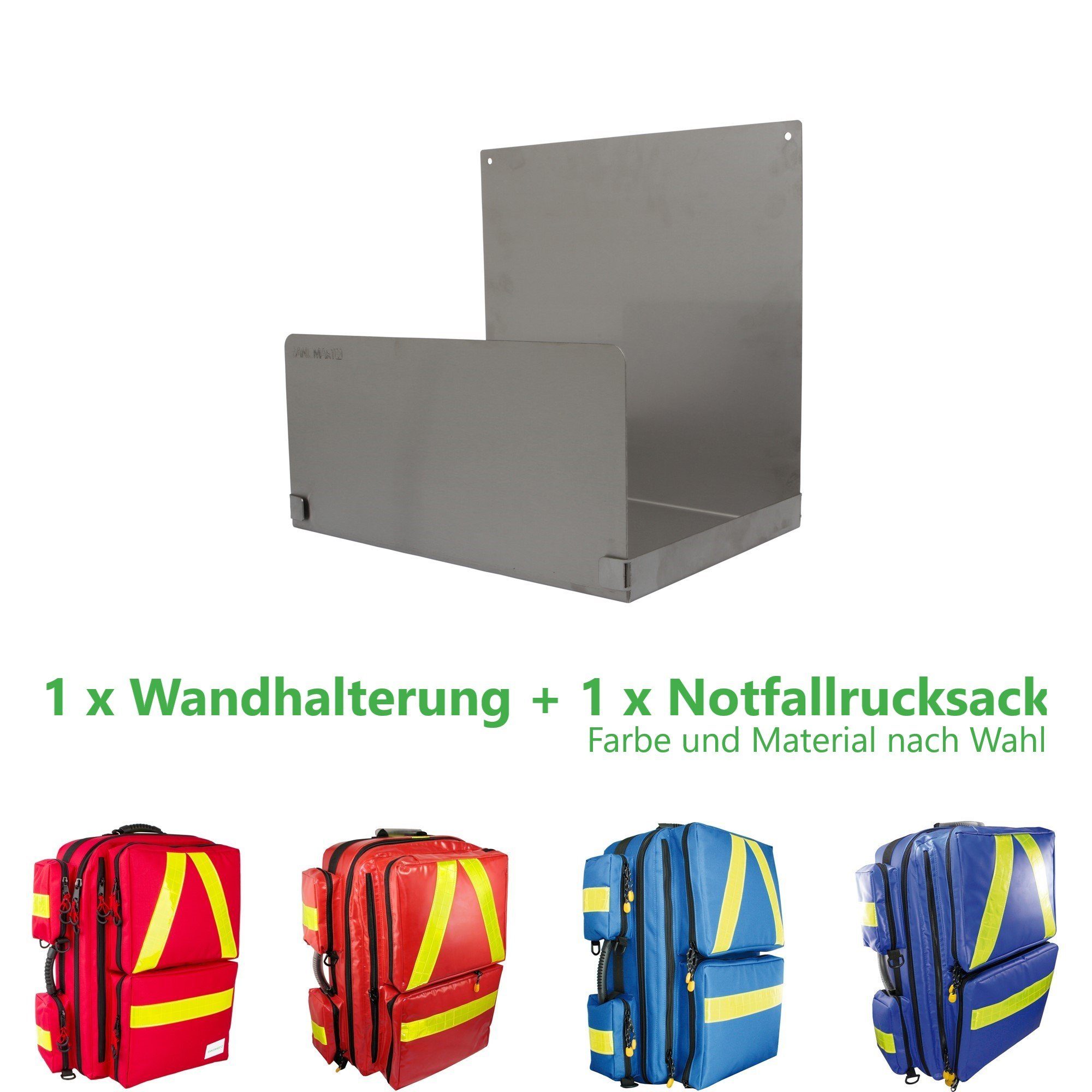 SANISMART Arzttasche Notfallrucksack für Notfallrucksäcke Rot XL mit Wandhalterung Medicus Nylon