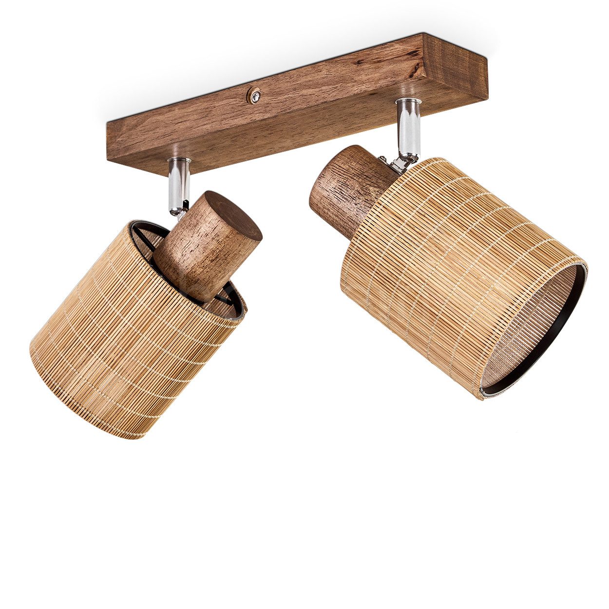 hofstein Deckenleuchte moderne Deckenlampe aus Holz/Metall/Bambus in Dunkel günstig online kaufen