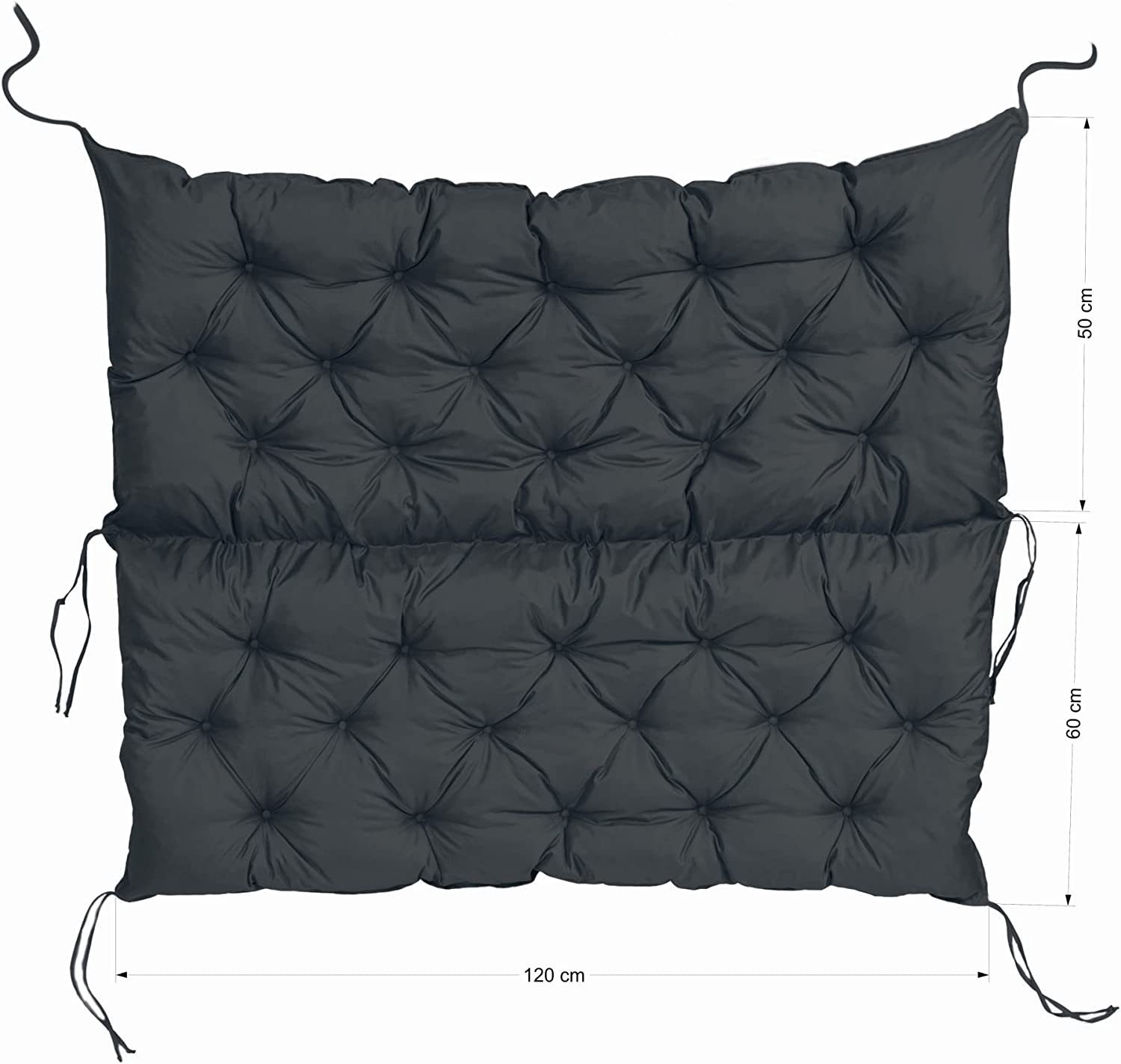 TexDeko Palettenkissen TexDeko-Garden Palettenauflage mit Rückenlehne gesteppt 120x60x50, (Sitzfläche 120x60cm + Rückenlehne 120x50cm)