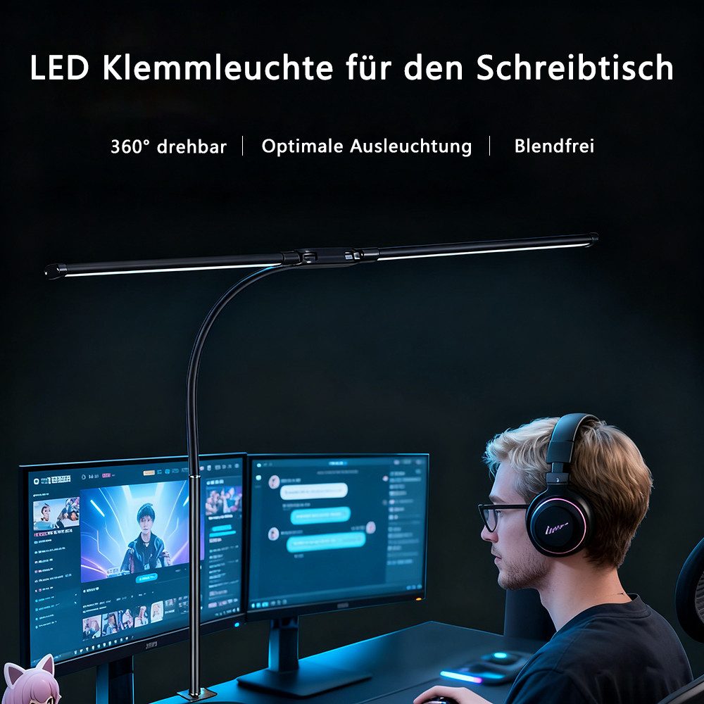 Luckice Schreibtischlampe LED Schreibtischlampe, weicher Schwanenhals, 10 H günstig online kaufen