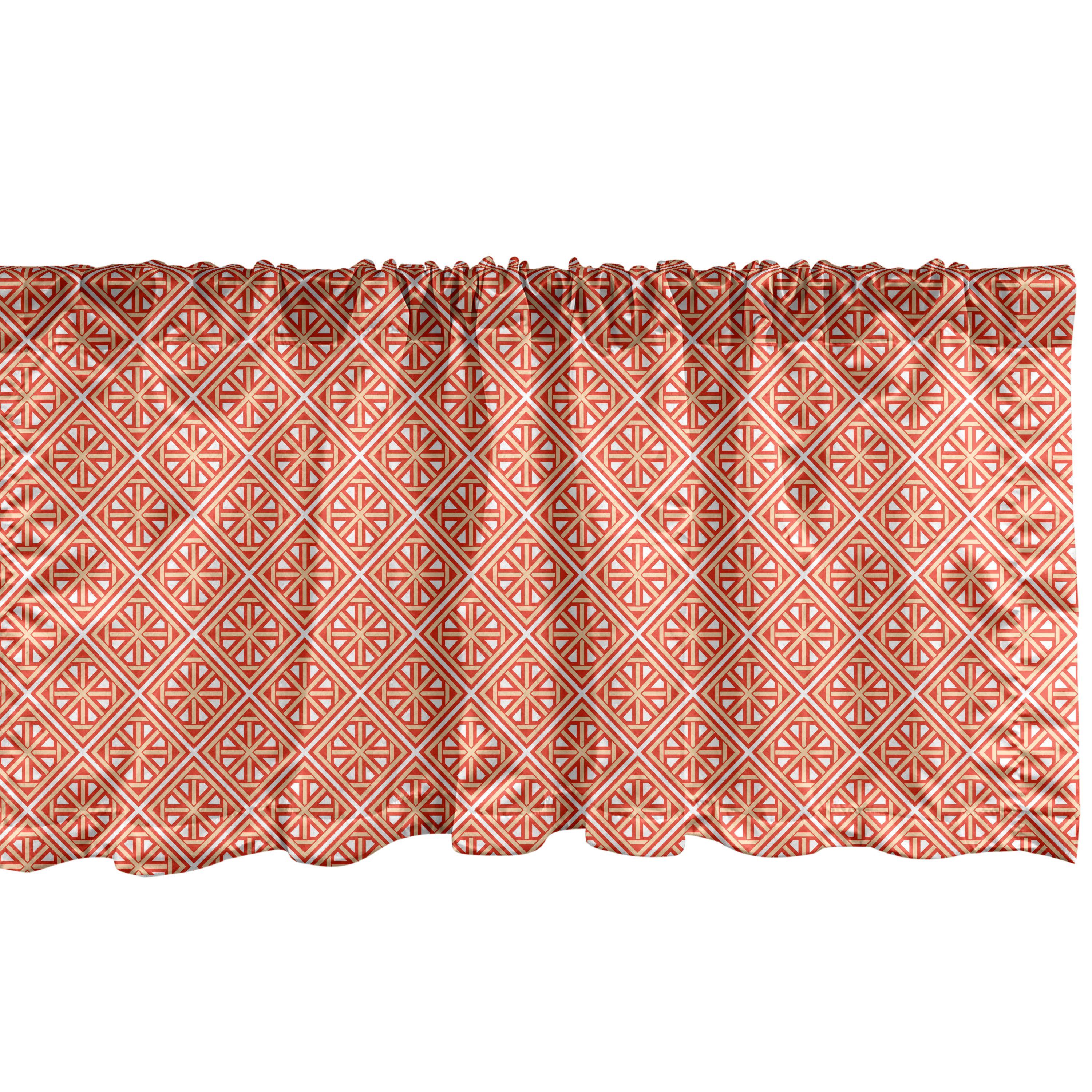 Scheibengardine Vorhang Volant für Küche Abakuhaus, mit Linien Diagonal Microfaser, Dreiecke Quadrate Schlafzimmer Stangentasche, Dekor